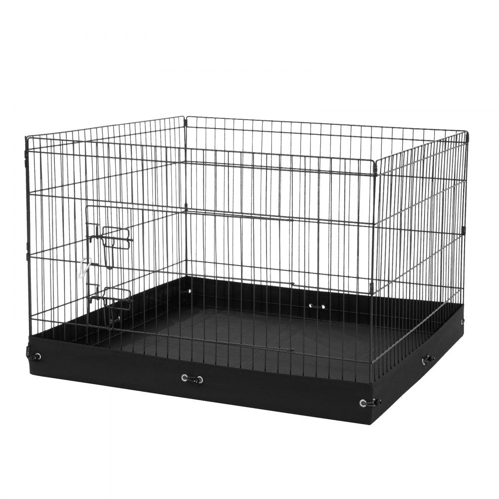 VEVOR Dog Playpen 4 Panels Foldable Metal Dog Exercise Pen with Bottom Pad Cover