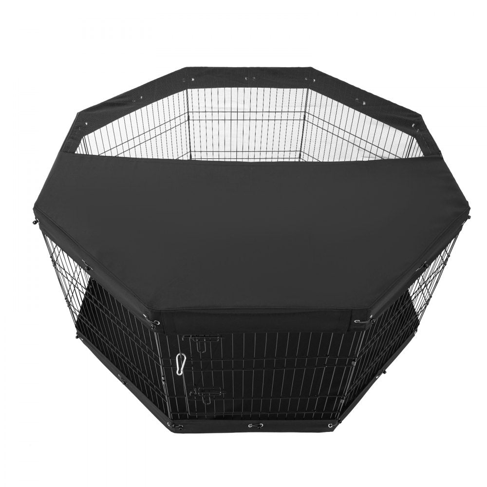 VEVOR Dog Playpen 8 Panels Foldable Metal Dog Exercise Pen with Pad Cover 30"H