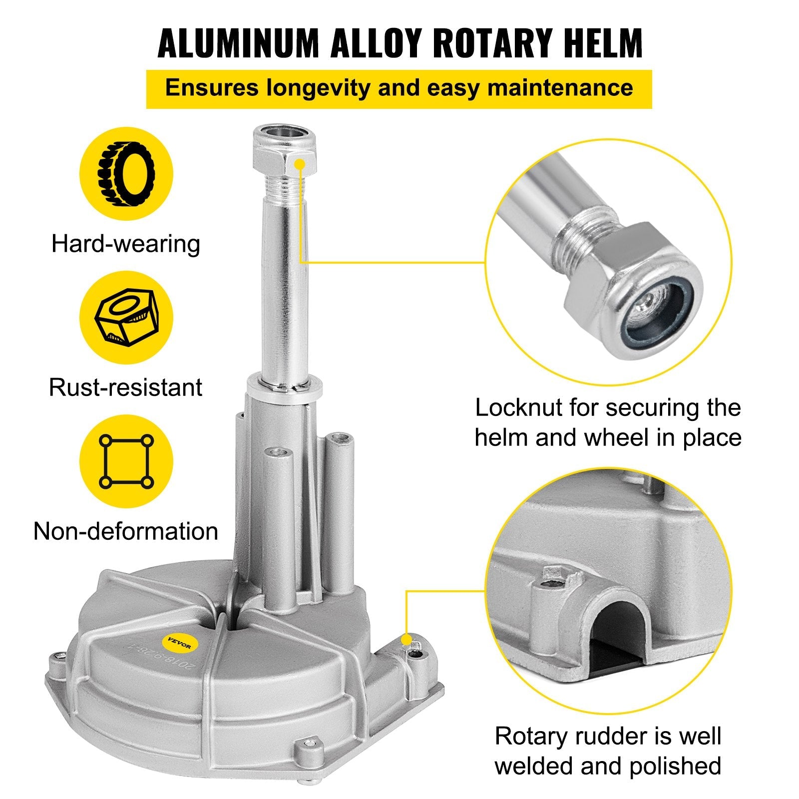 VEVOR Outboard Steering System SS13715 Safe-T Quick Connect Rotary Steering System 15' Steering Cable With 13" Wheel Durable Marine Steering System