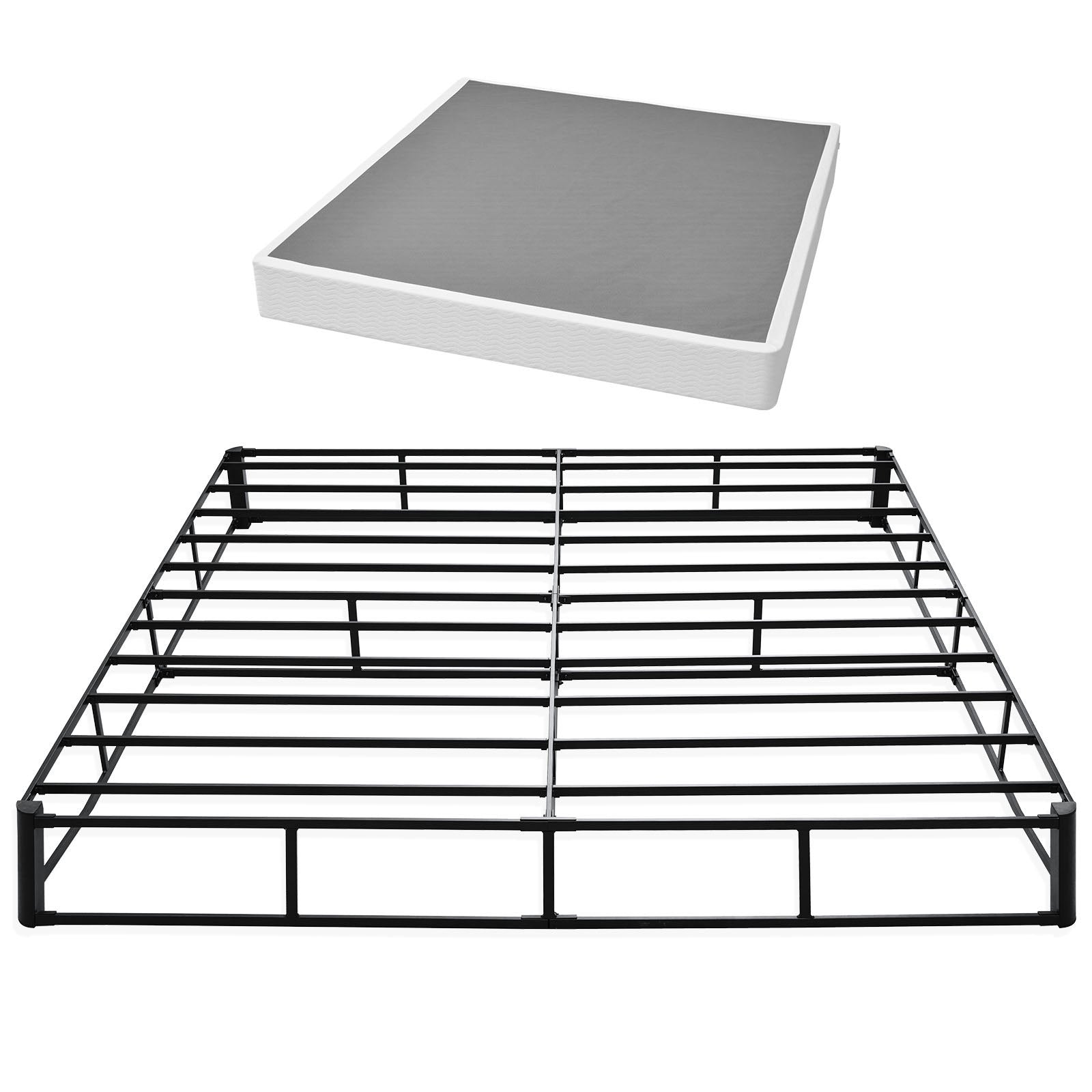 King Size Box Spring 9" Heavy Duty Metal Bed Frame with Washable Fabric Cover, 3500 lb Capacity Mattress Foundation