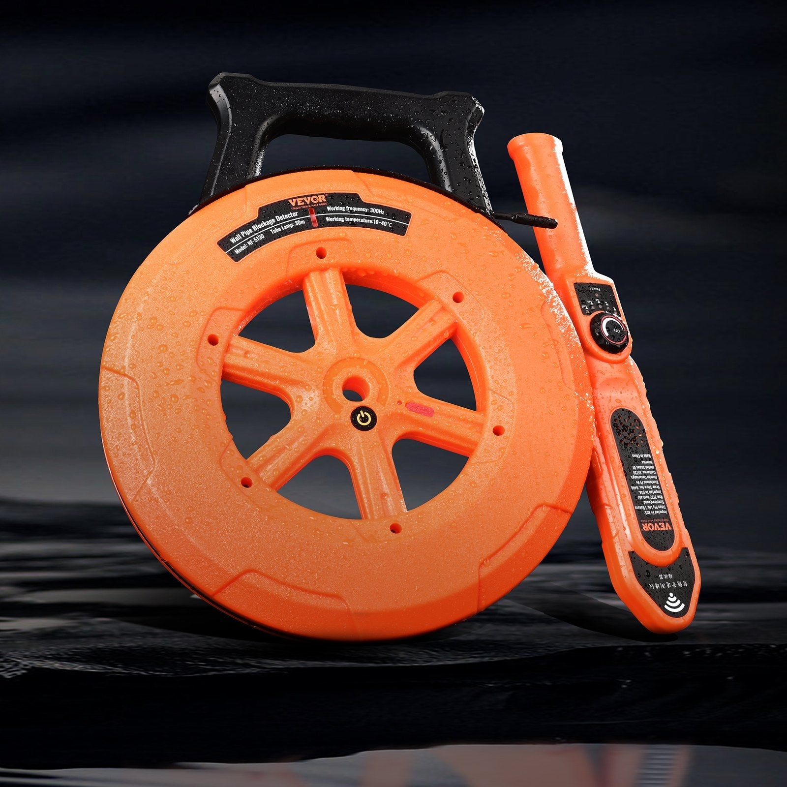 VEVOR Pipe Blockage Detector Locators 100ft/30m Waterproof for PVC Plastic Metal