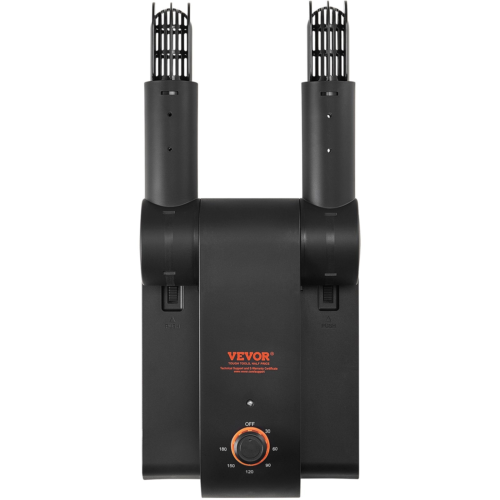 VEVOR 180° Foldable 2-Tube Shoe Dryer Boot Dryer with Heat Blower Black & Orange