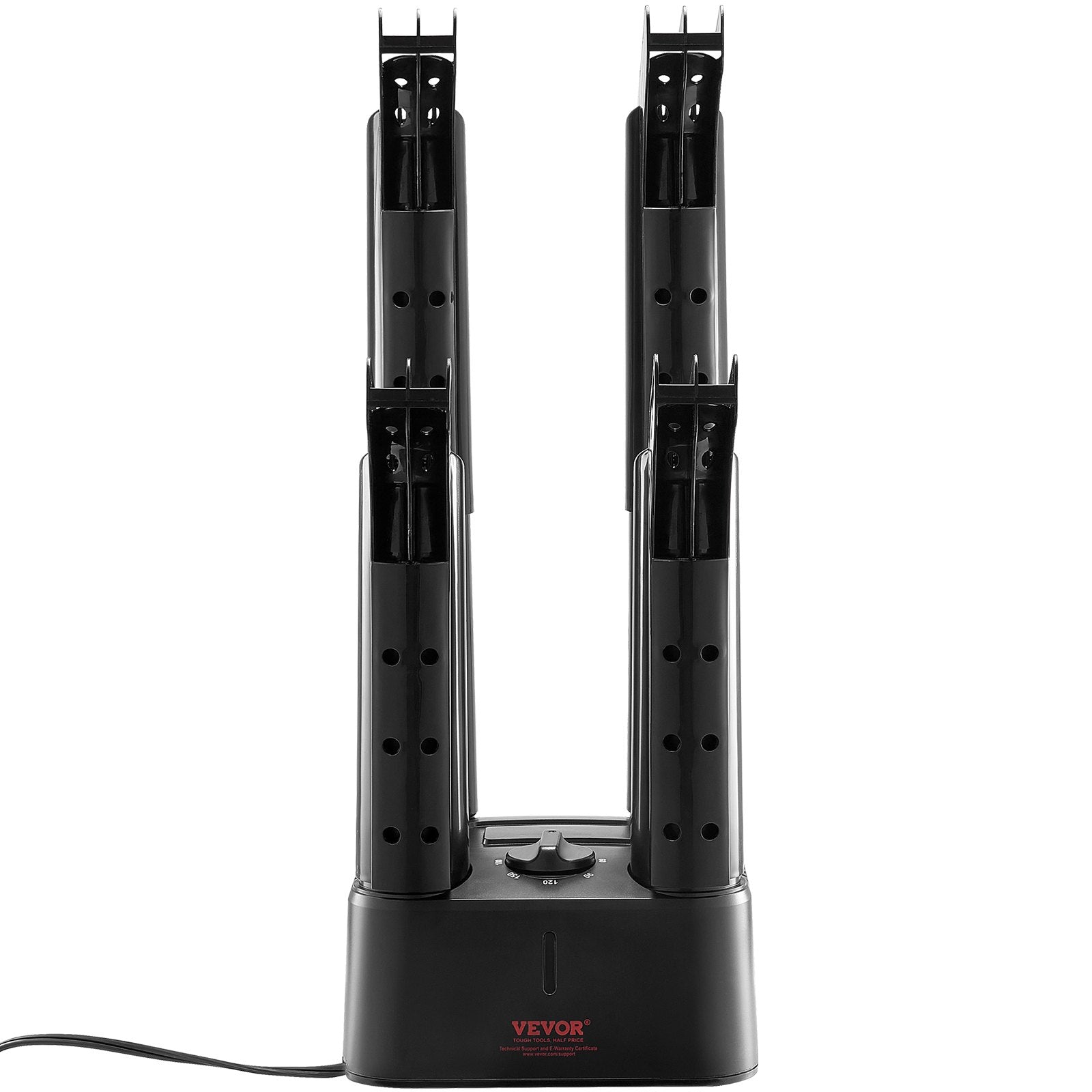 VEVOR Detachable 4 Tubes Shoe Dryer with Heat Blower & Timer Black & Orange