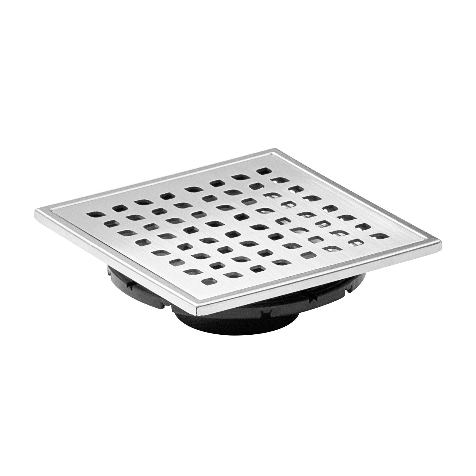 VEVOR 16Inch Linear Shower Drain with Square Pattern Grate,Brushed 304 Stainless Steel Rectangle Shower Floor Drain,Linear Drain with Leveling Feet,Hair Strainer Silver