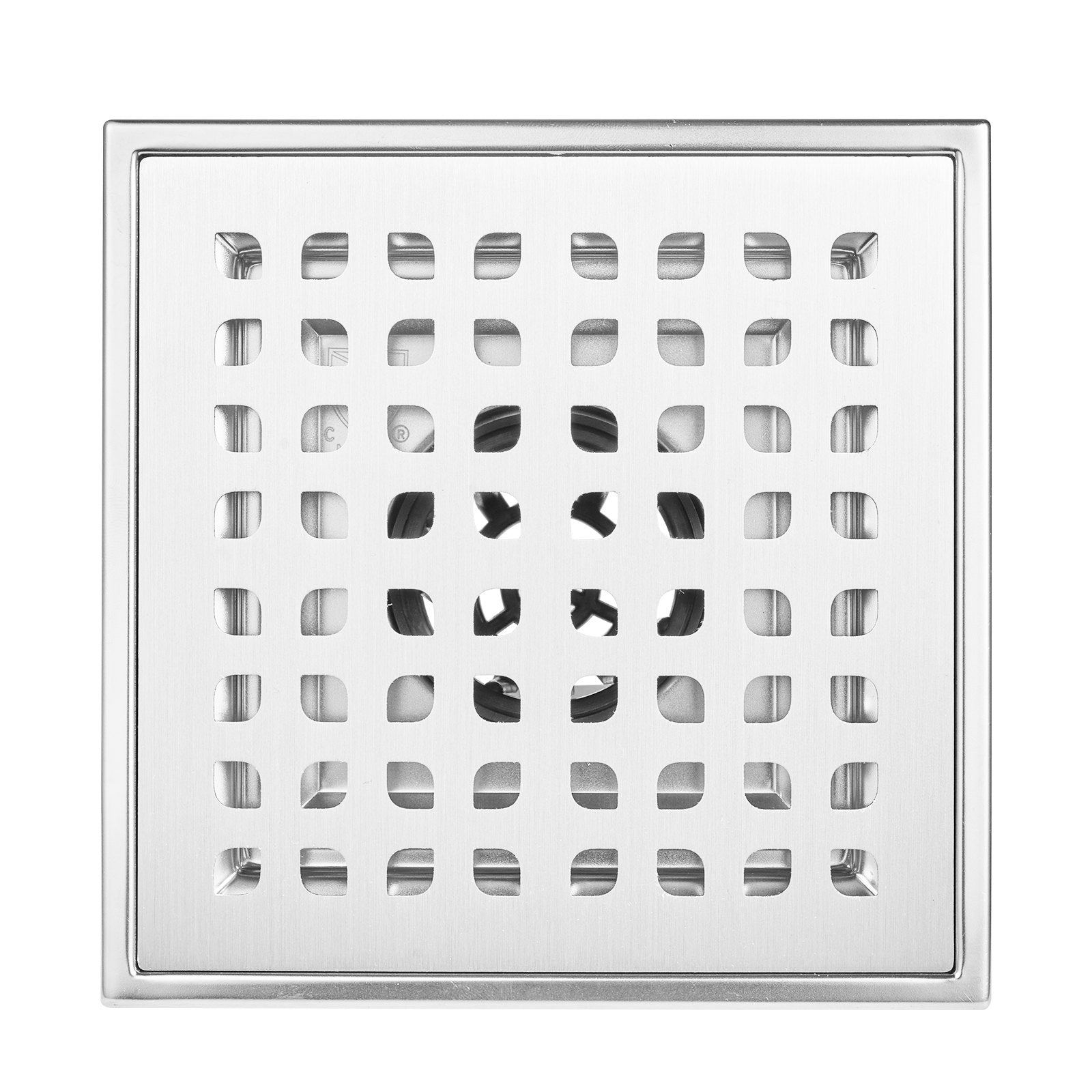 VEVOR 16Inch Linear Shower Drain with Square Pattern Grate,Brushed 304 Stainless Steel Rectangle Shower Floor Drain,Linear Drain with Leveling Feet,Hair Strainer Silver