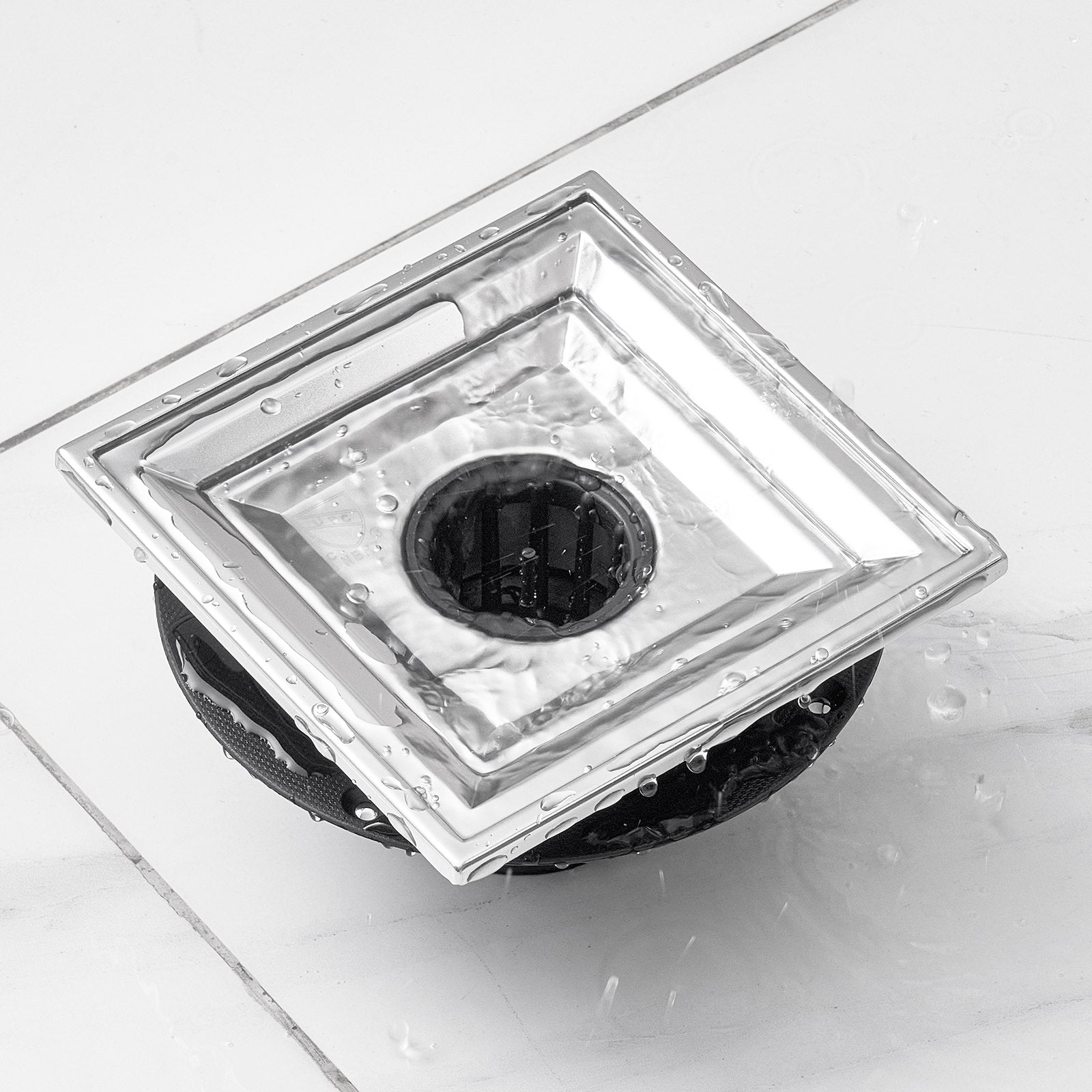 VEVOR 16Inch Linear Shower Drain with Square Pattern Grate,Brushed 304 Stainless Steel Rectangle Shower Floor Drain,Linear Drain with Leveling Feet,Hair Strainer Silver