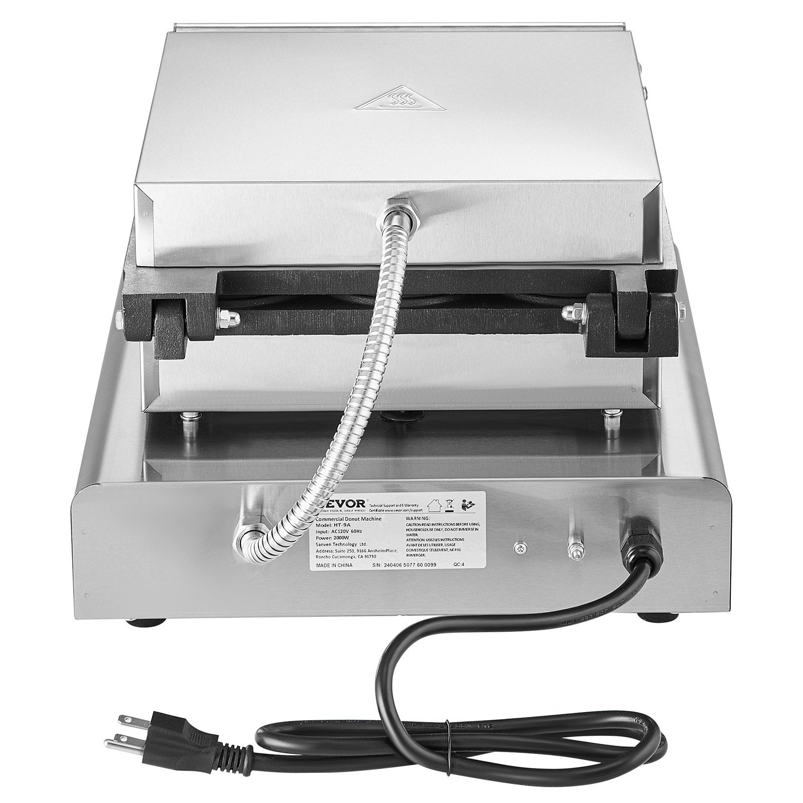 VEVOR Electric Donut Maker, 2000W Commercial Doughnut Machine with Non-stick Surface, 9 Holes Double-Sided Heating Waffle Machine Makes 9 Doughnuts, Temperature 122-572?, for Restaurant and Home Use