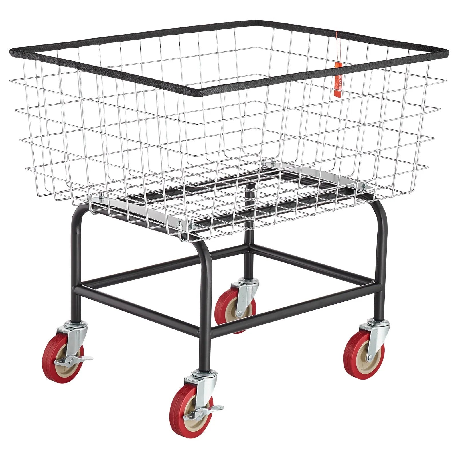 VEVOR Wire Laundry Cart, 2.5 Bushel Wire Laundry Basket with Wheels, 20''x15.7''x26'' Commercial Wire Laundry Basket Cart, Steel Frame with Chrome Finish, 4inch Casters, Wire Basket Cart For Laundry