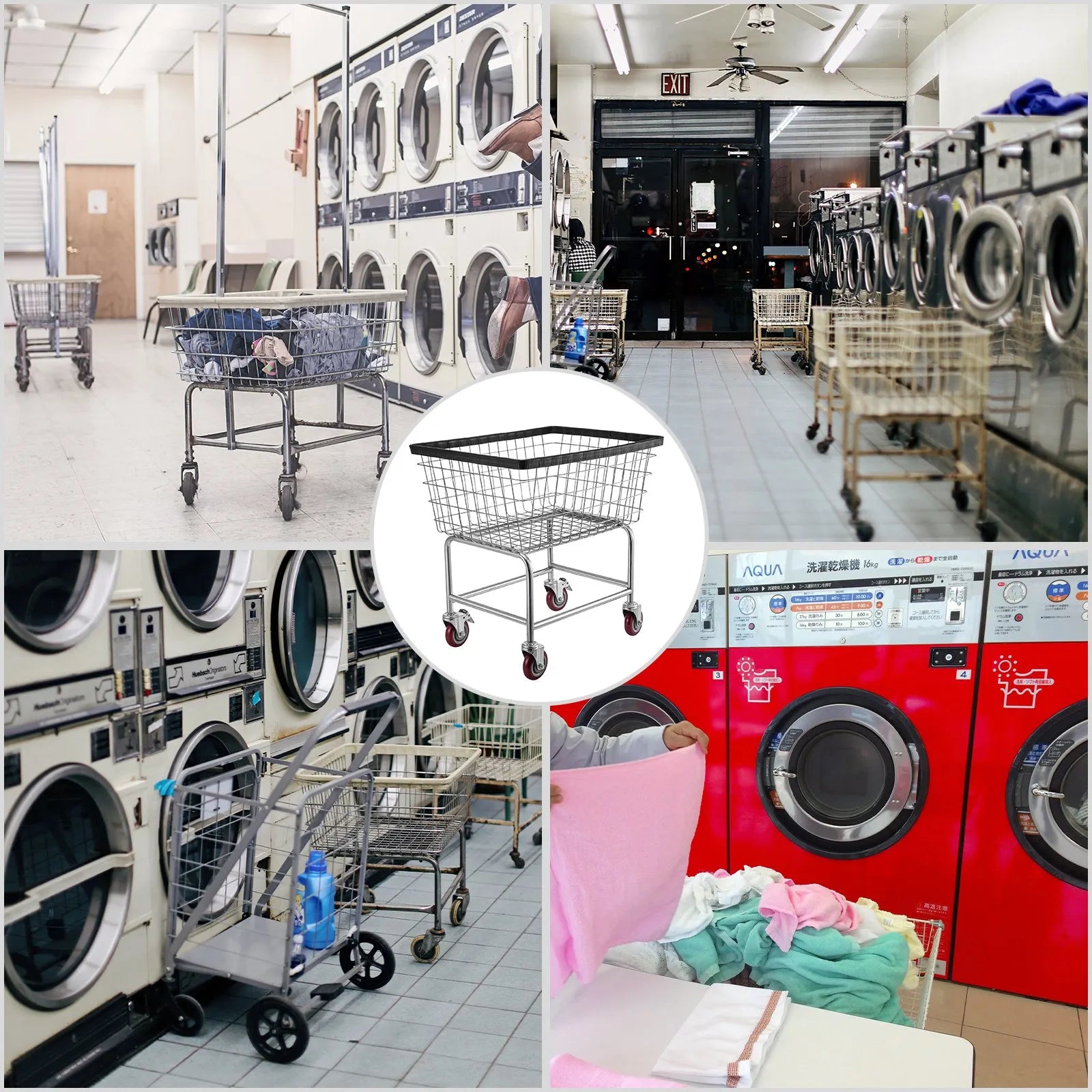 VEVOR Wire Laundry Cart, 2.5 Bushel Wire Laundry Basket with Wheels, 20''x15.7''x26'' Commercial Wire Laundry Basket Cart, Steel Frame with Chrome Finish, 4inch Casters, Wire Basket Cart For Laundry