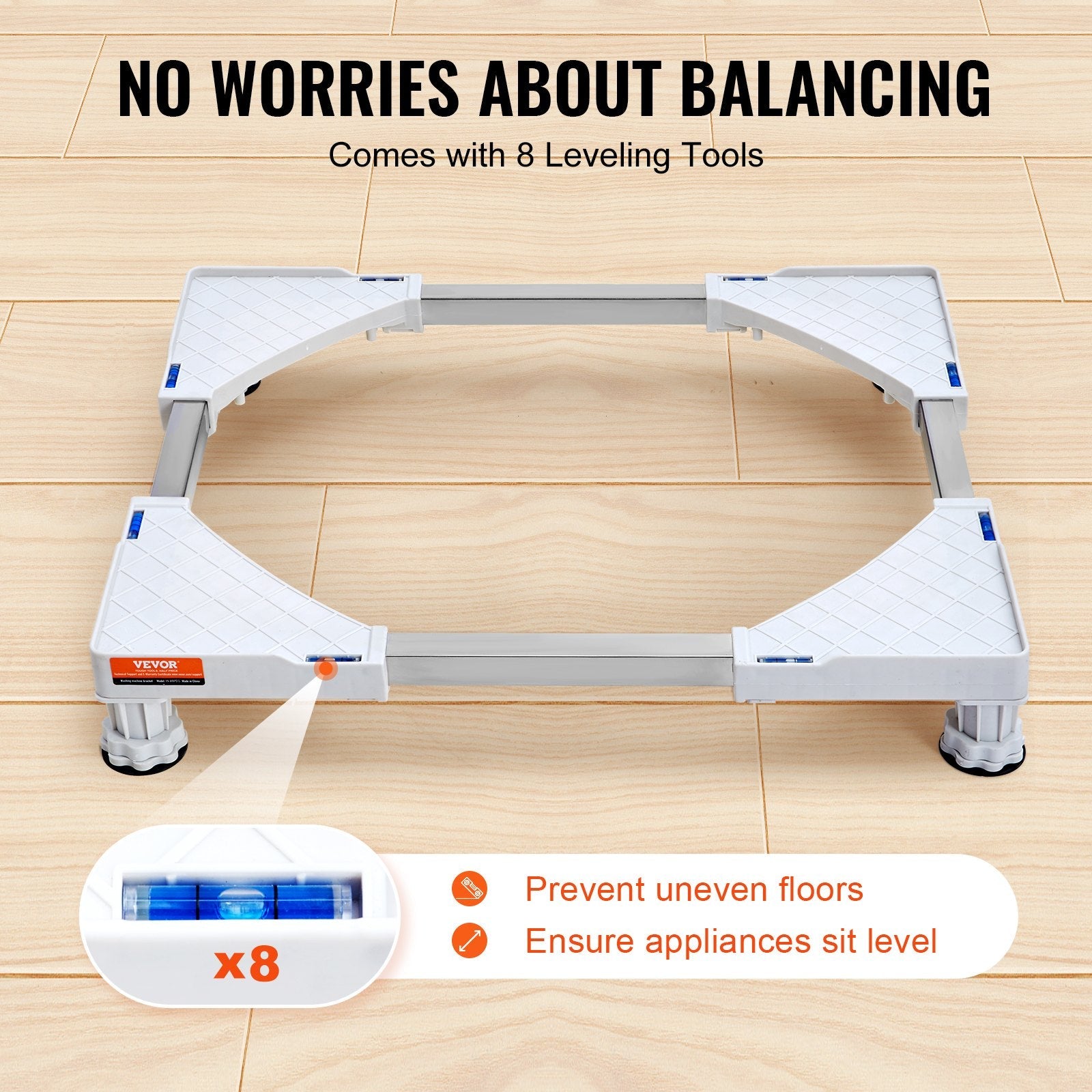 VEVOR Mini Fridge Stand Universal Laundry Pedestal, Adjustable with 4 Strong Feet, Washing Machine Base Multi-Functional for Washer And Dryer, 15"-24.2"W Expandable