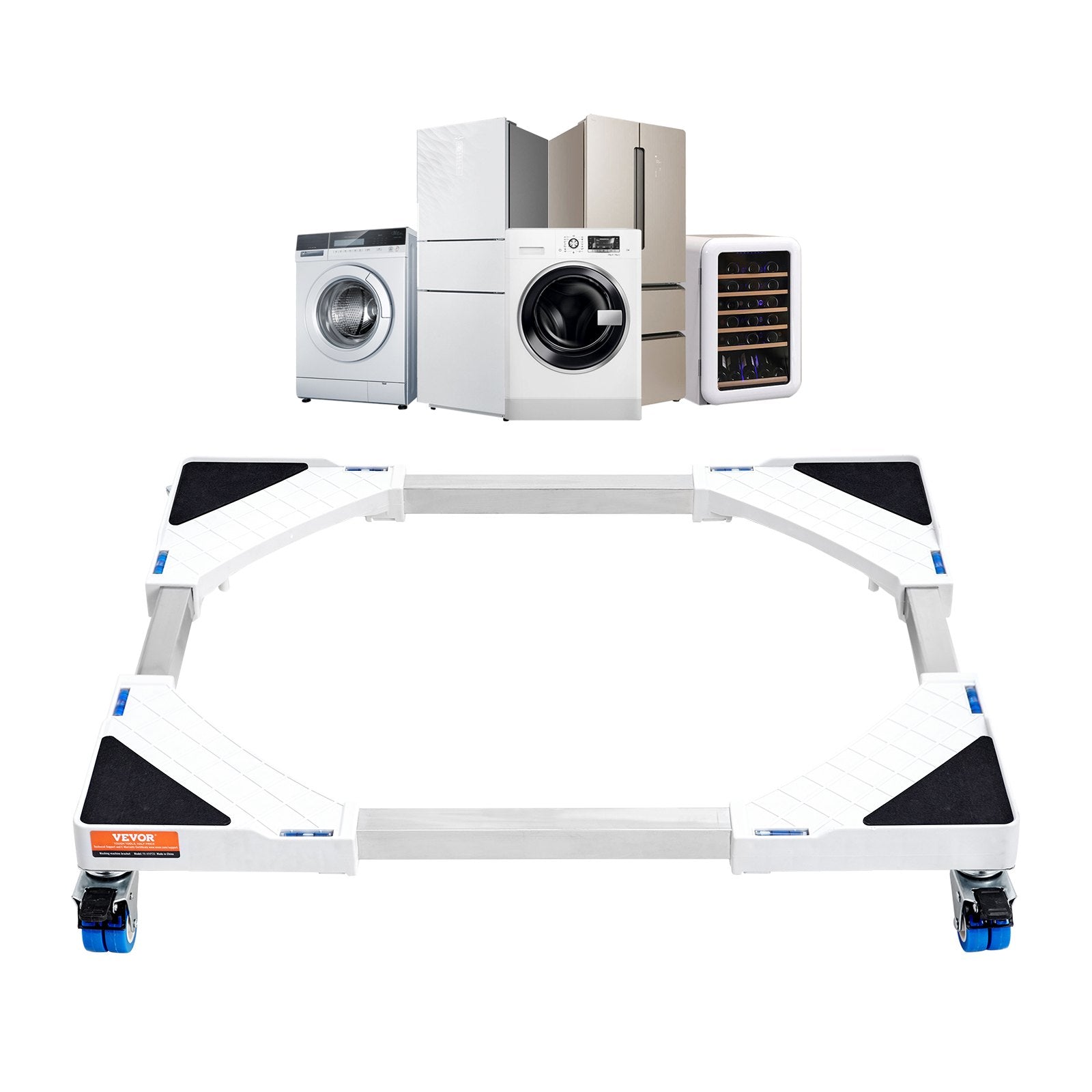 VEVOR Mini Fridge Stand Universal Laundry Pedestal, Adjustable Refrigerator Stand with Smooth Casters, Washing Machine Pedestal Multi-Functional Base for Washer And Dryer, 15"-24.2"W Expandable