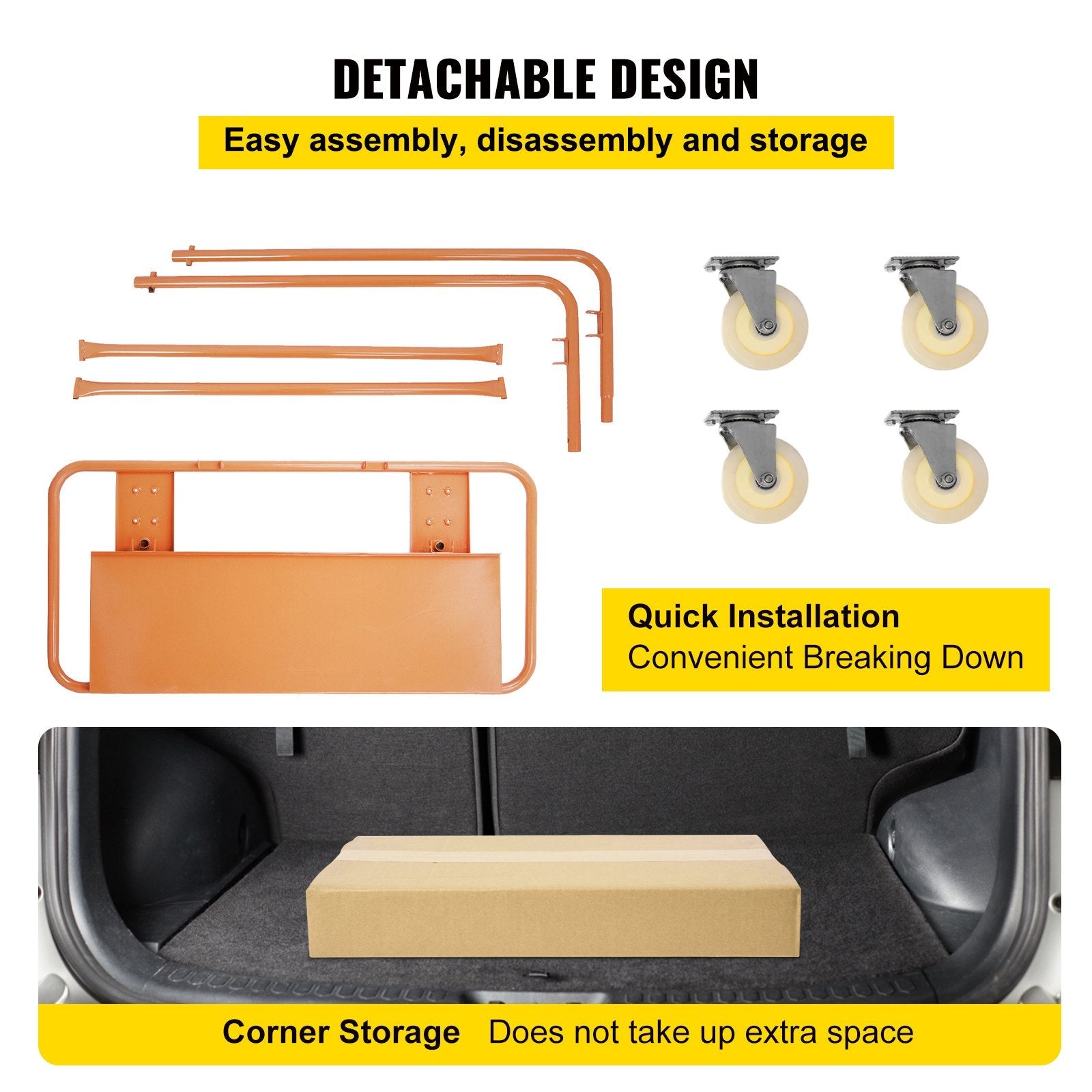 VEVOR Drywall Cart 1600LBS Load Capacity Drywall Cart Dolly Handling Sheetrock Sheet Panel Service Cart Heavy Duty Casters