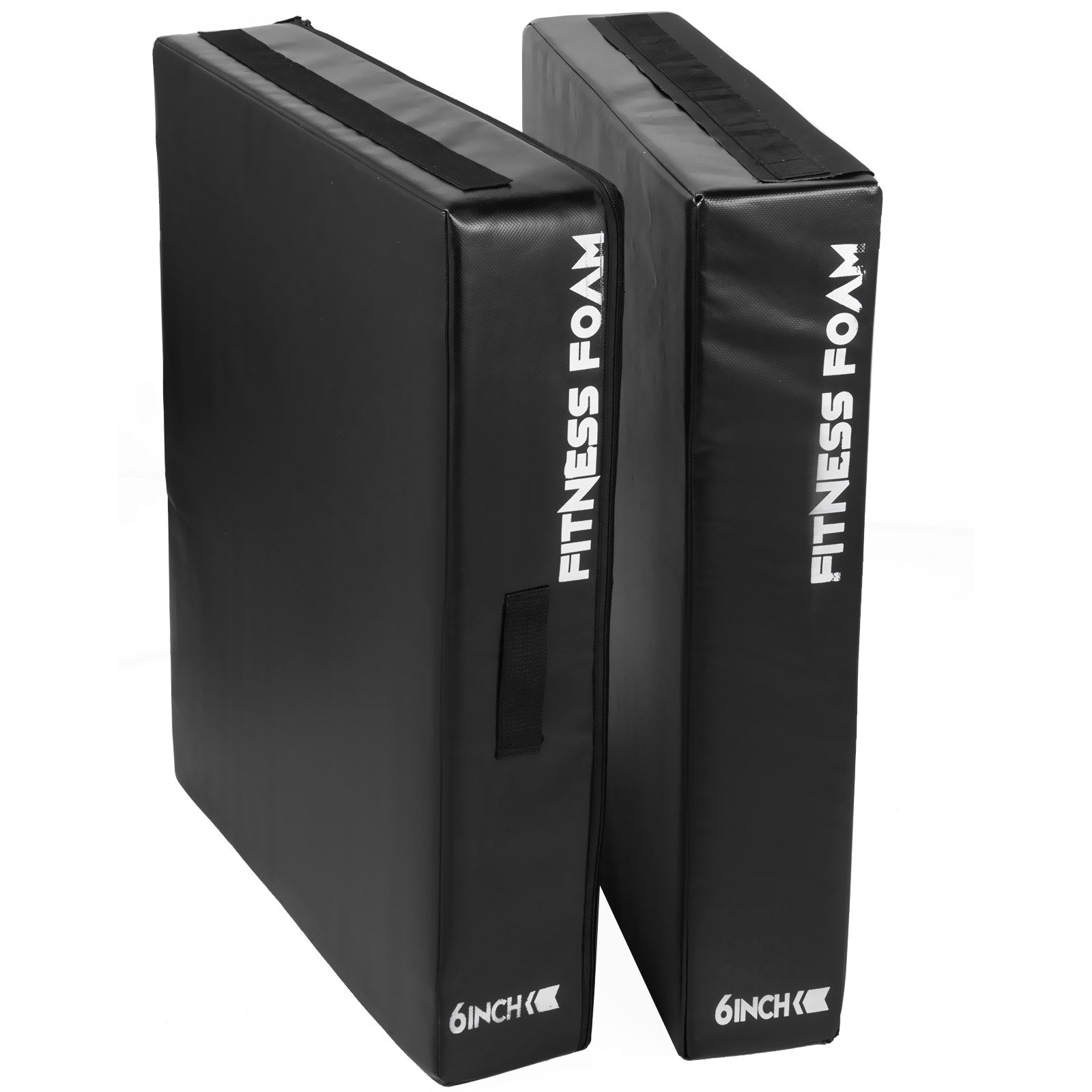 VEVOR 6 inch Barbell Crash Cushion Pads, Weightlifting Protector Falling Pads,Red/Blue/Black Cushioned Foam Mat,for Olympic Weightlifting,One Pair (Black)