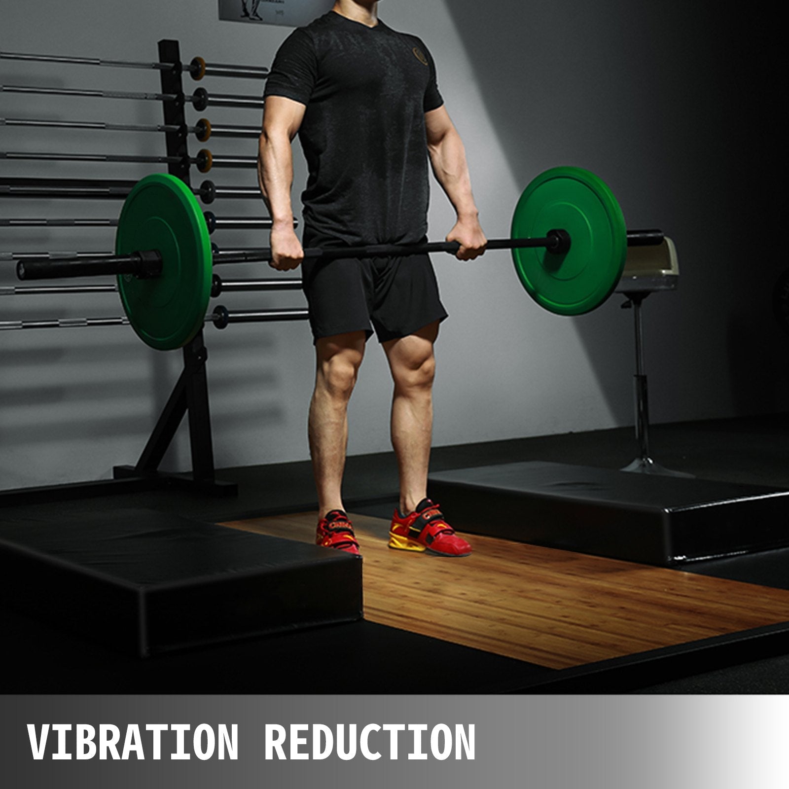 VEVOR 6 inch Barbell Crash Cushion Pads, Weightlifting Protector Falling Pads,Red/Blue/Black Cushioned Foam Mat,for Olympic Weightlifting,One Pair (Black)