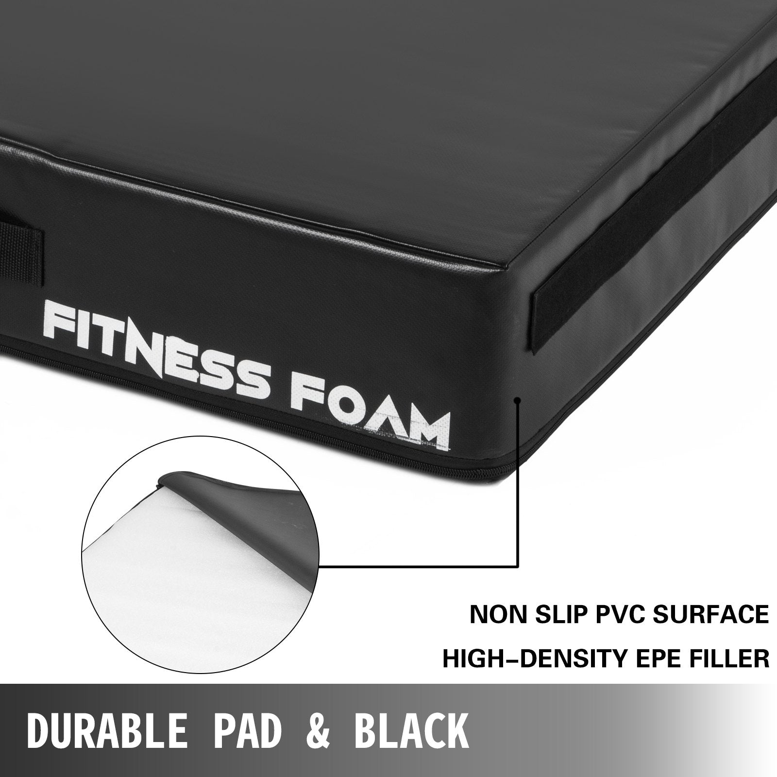 VEVOR 6 inch Barbell Crash Cushion Pads, Weightlifting Protector Falling Pads,Red/Blue/Black Cushioned Foam Mat,for Olympic Weightlifting,One Pair (Black)