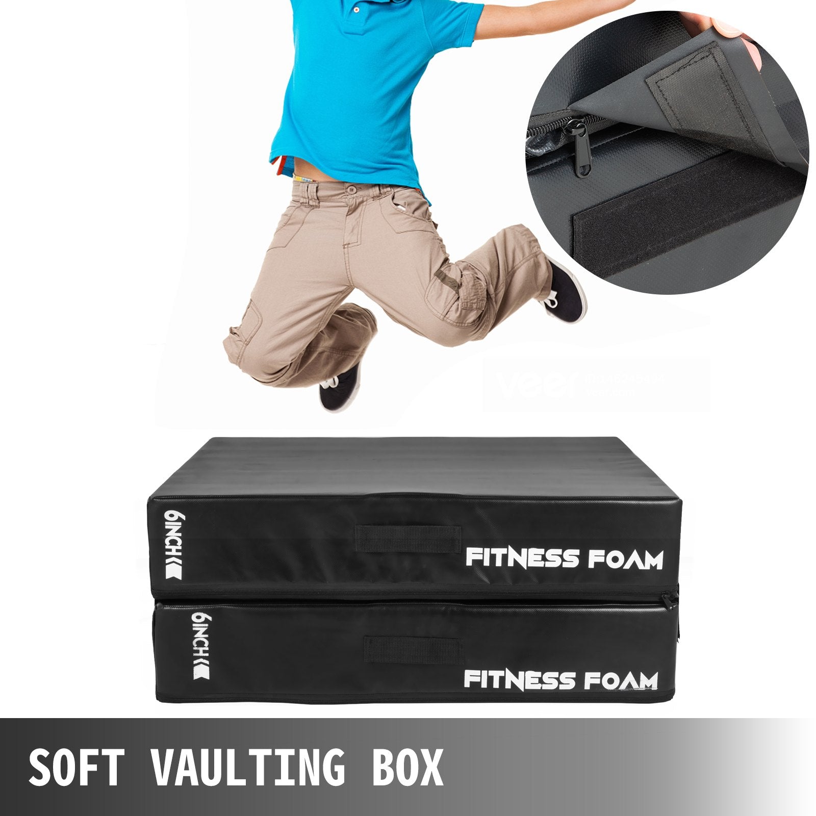 VEVOR 6 inch Barbell Crash Cushion Pads, Weightlifting Protector Falling Pads,Red/Blue/Black Cushioned Foam Mat,for Olympic Weightlifting,One Pair (Black)