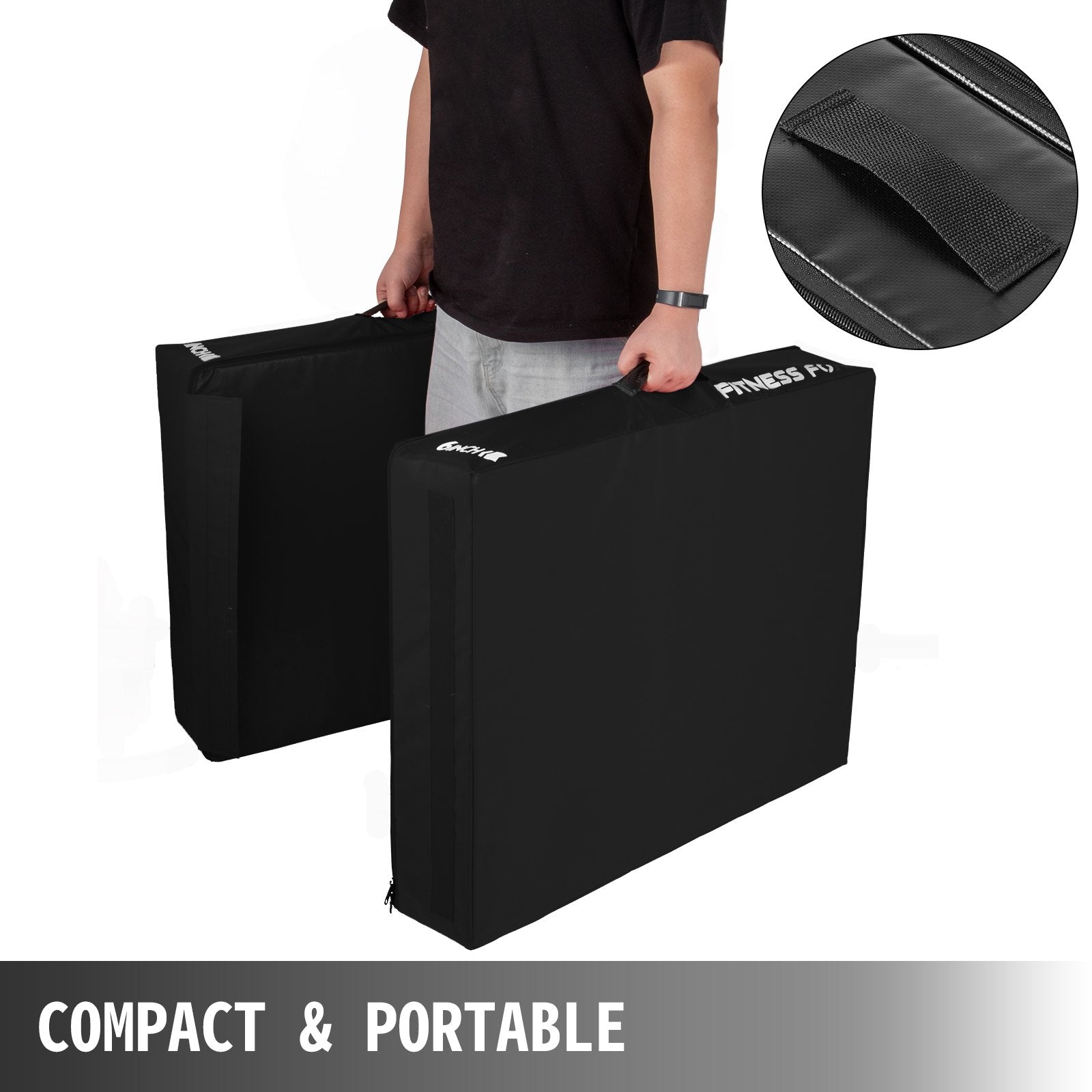 VEVOR 6 inch Barbell Crash Cushion Pads, Weightlifting Protector Falling Pads,Red/Blue/Black Cushioned Foam Mat,for Olympic Weightlifting,One Pair (Black)