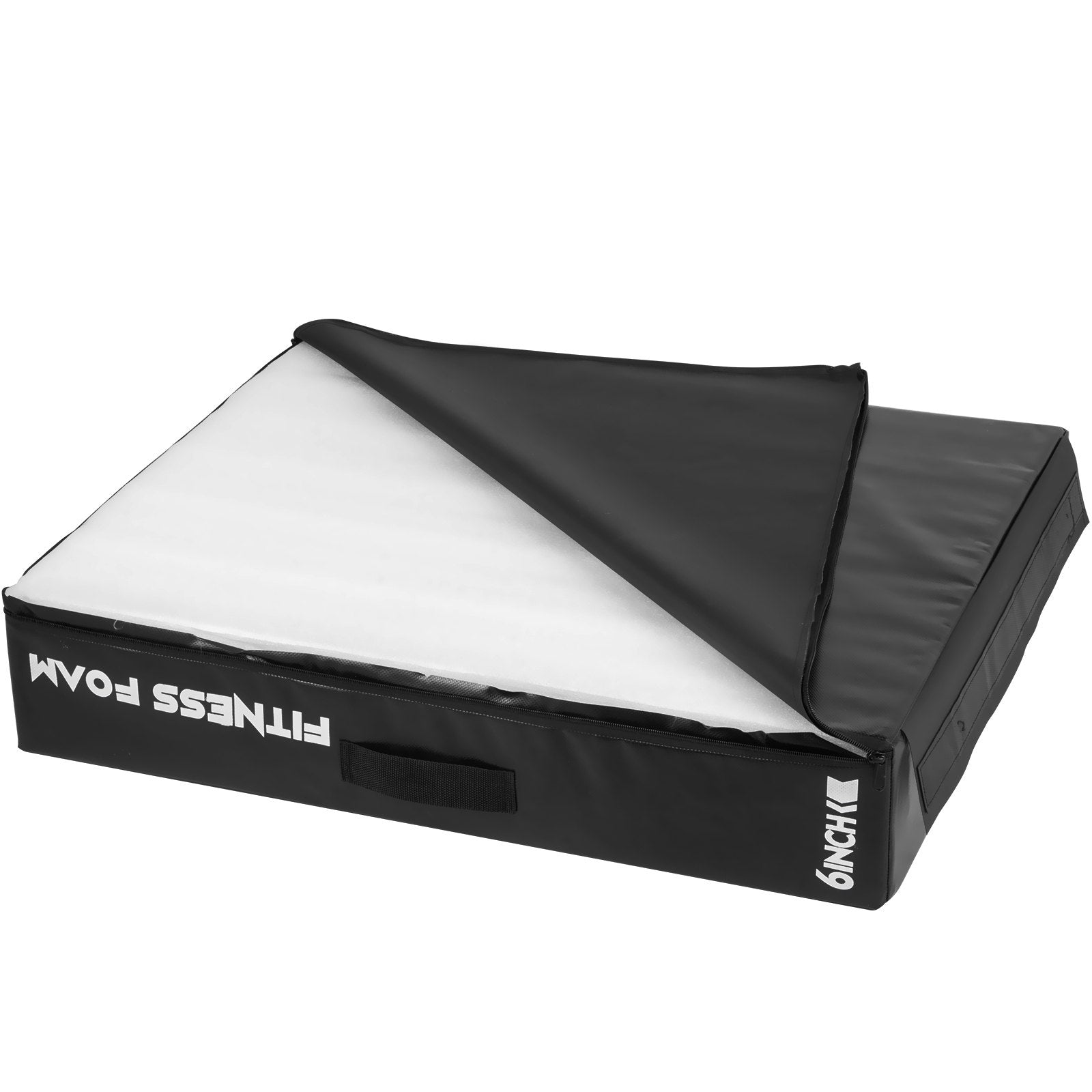 VEVOR 6 inch Barbell Crash Cushion Pads, Weightlifting Protector Falling Pads,Red/Blue/Black Cushioned Foam Mat,for Olympic Weightlifting,One Pair (Black)