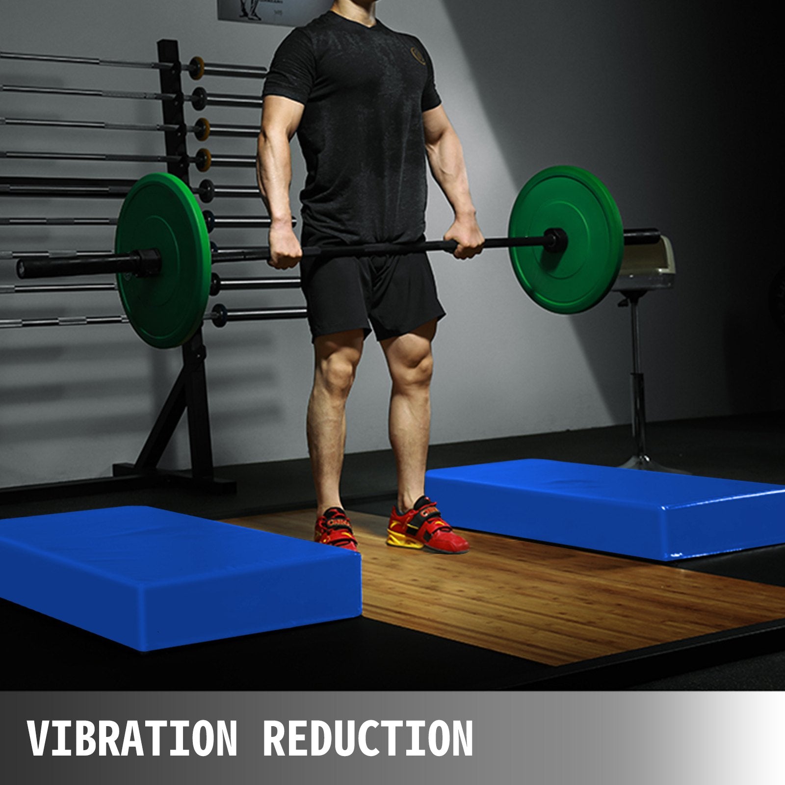 VEVOR 6 inch Barbell Crash Cushion Pads, Weightlifting Protector Falling Pads,Red/Blue/Black Cushioned Foam Mat,for Olympic Weightlifting,One Pair (Blue)