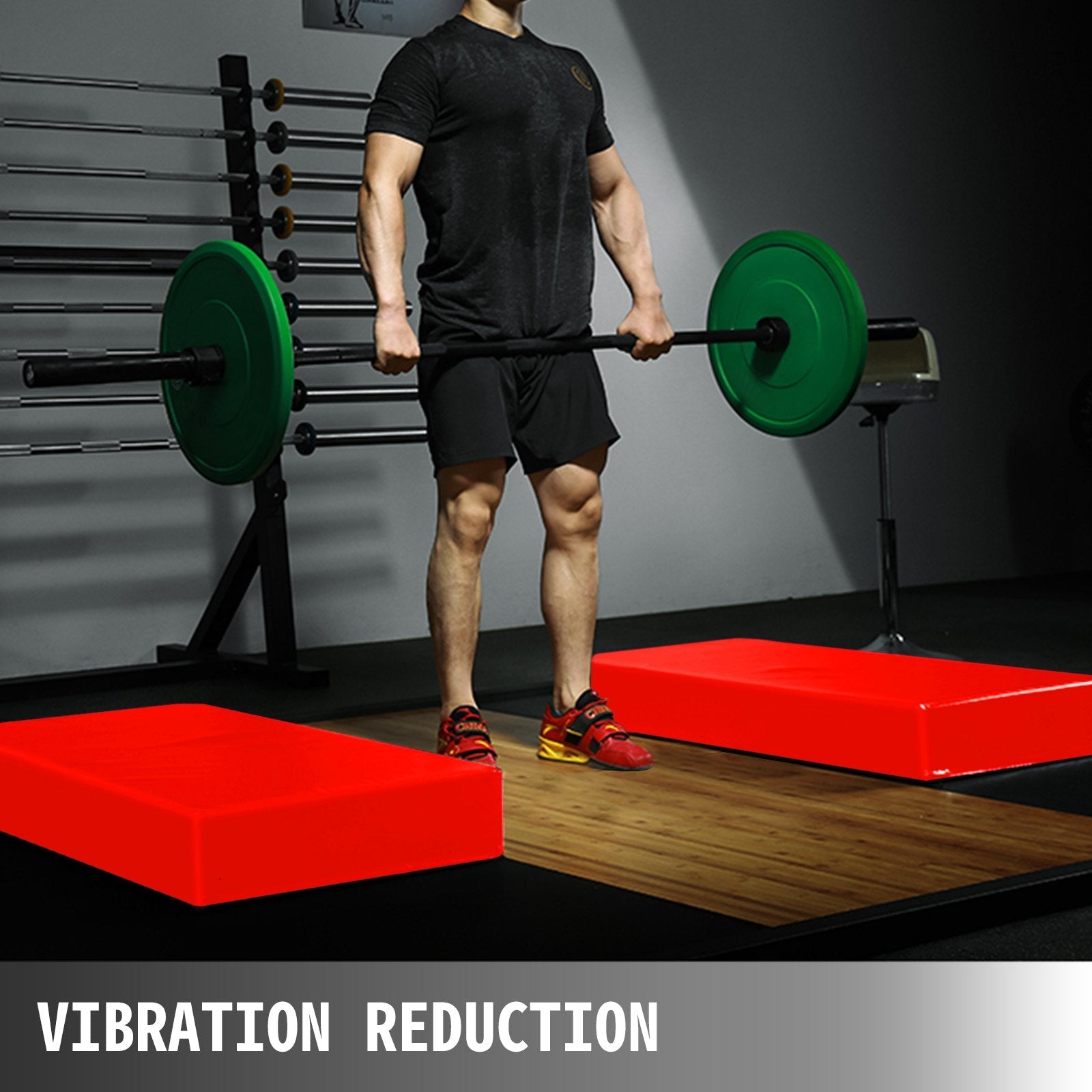 10inch Barbell Crash Cushion Pads, Weightlifting Protector Falling Pads, Black & Red Cushioned Foam Mat, for Olympic Weightlifting One Pair