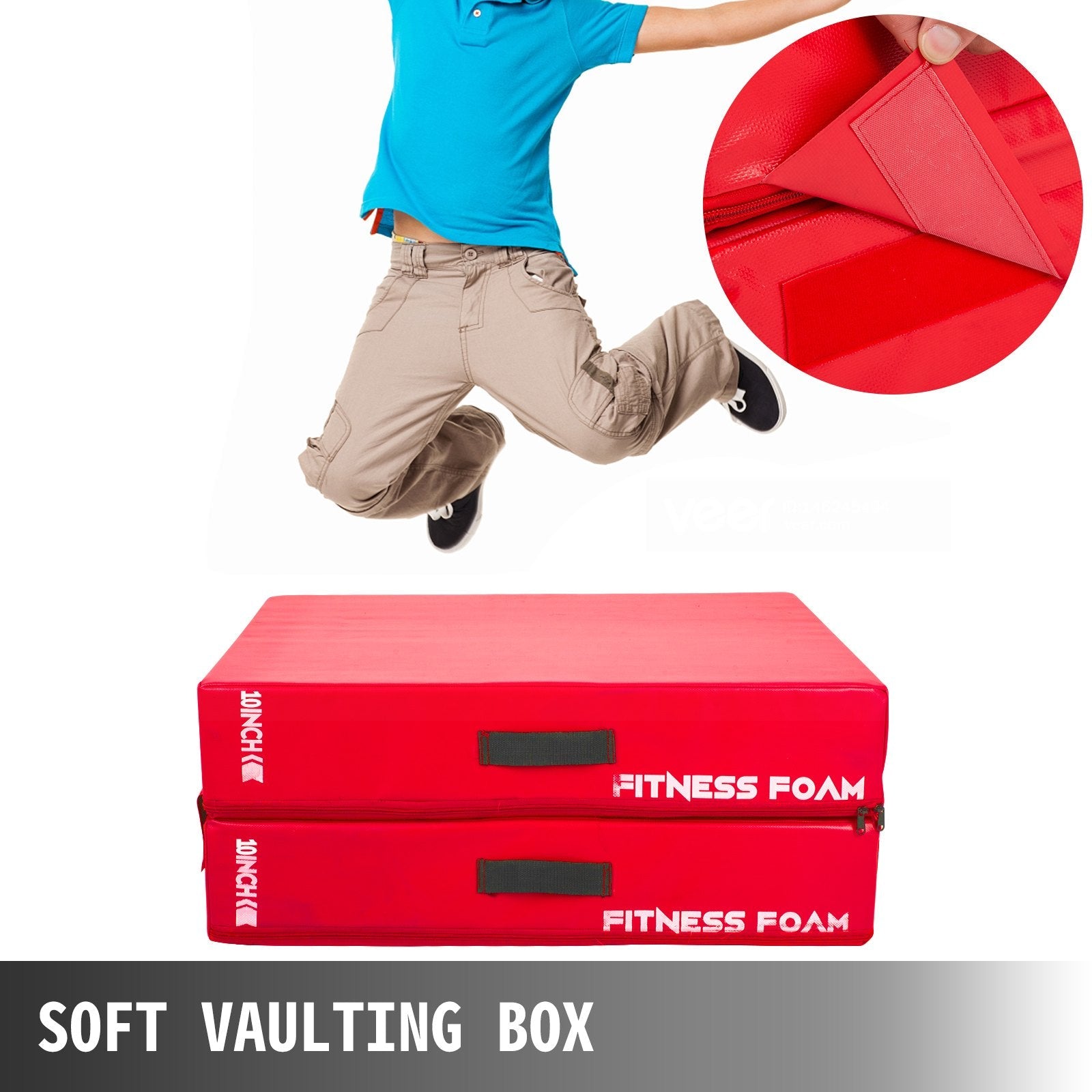 10inch Barbell Crash Cushion Pads, Weightlifting Protector Falling Pads, Black & Red Cushioned Foam Mat, for Olympic Weightlifting One Pair