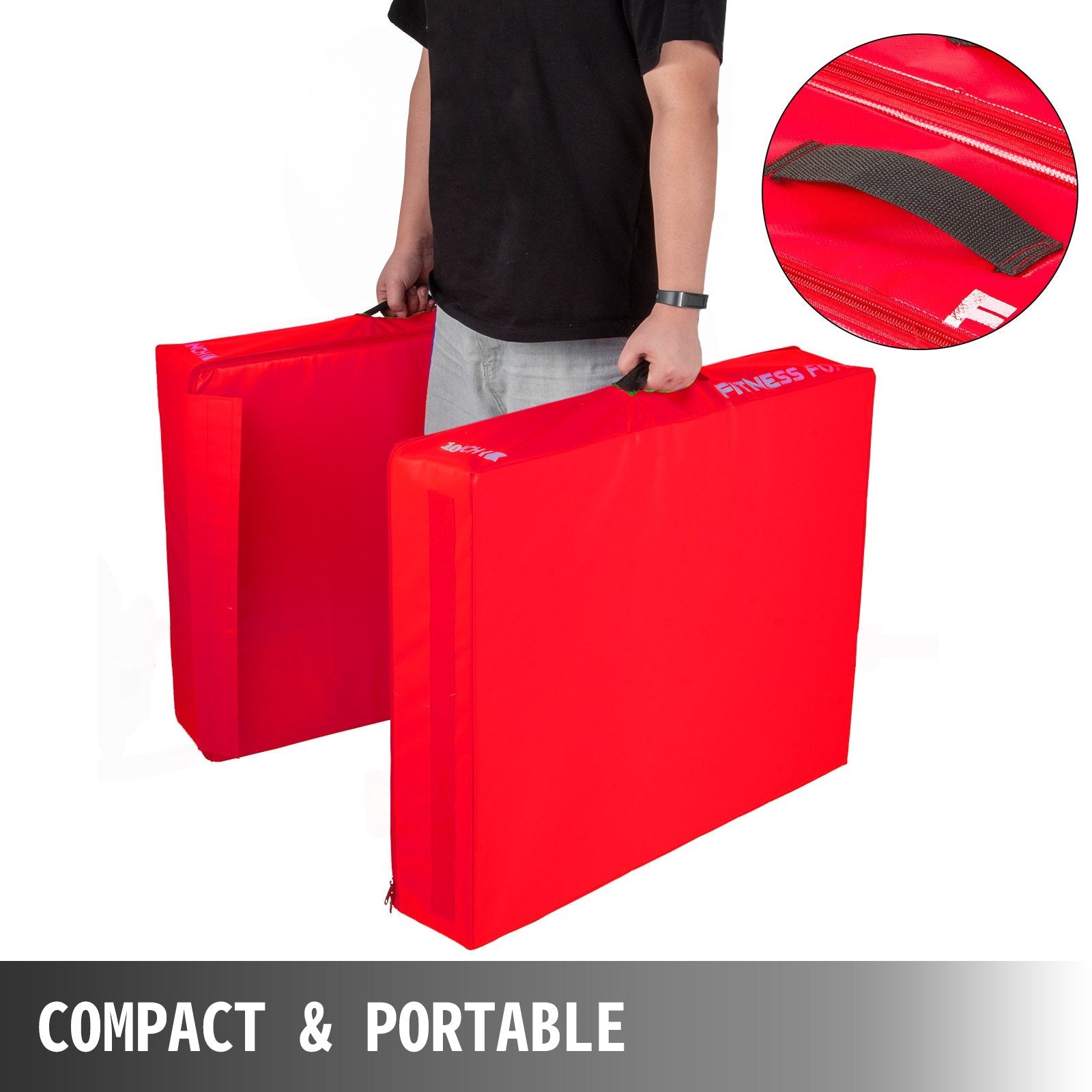 10inch Barbell Crash Cushion Pads, Weightlifting Protector Falling Pads, Black & Red Cushioned Foam Mat, for Olympic Weightlifting One Pair