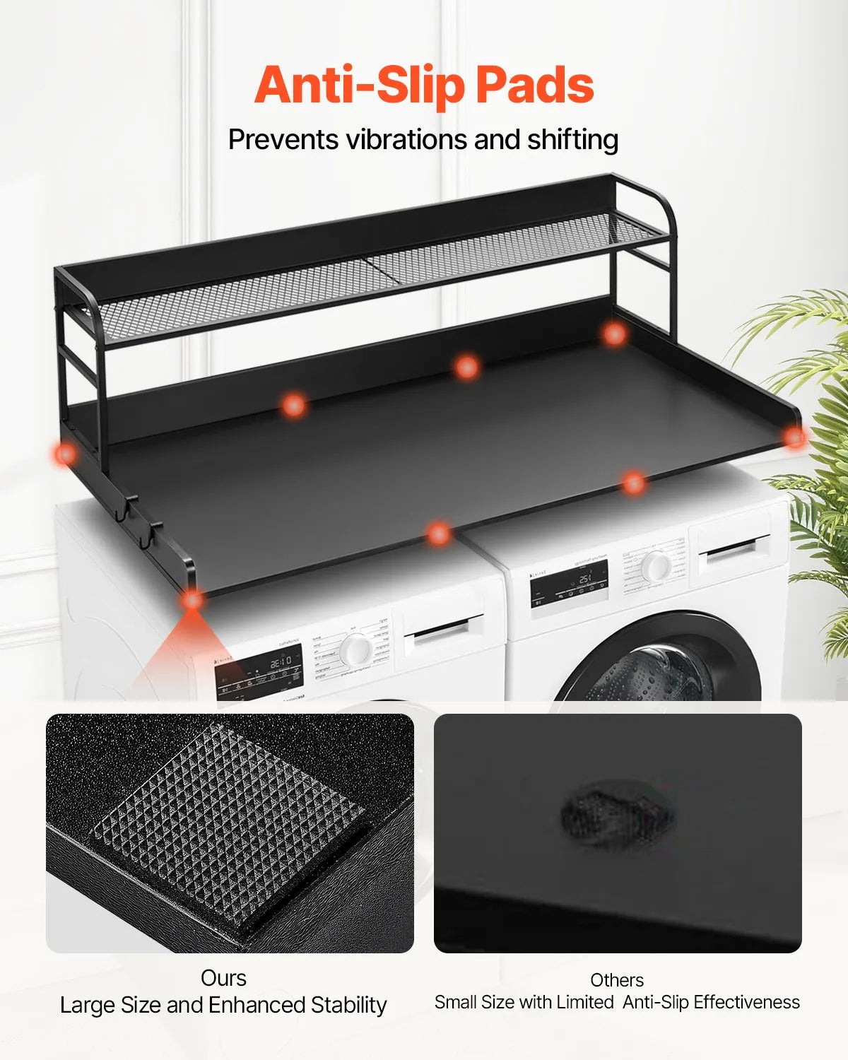 VEVOR Washer Dryer Countertop with Shelf 54"x27" Wooden Washer Dryer Cover Black