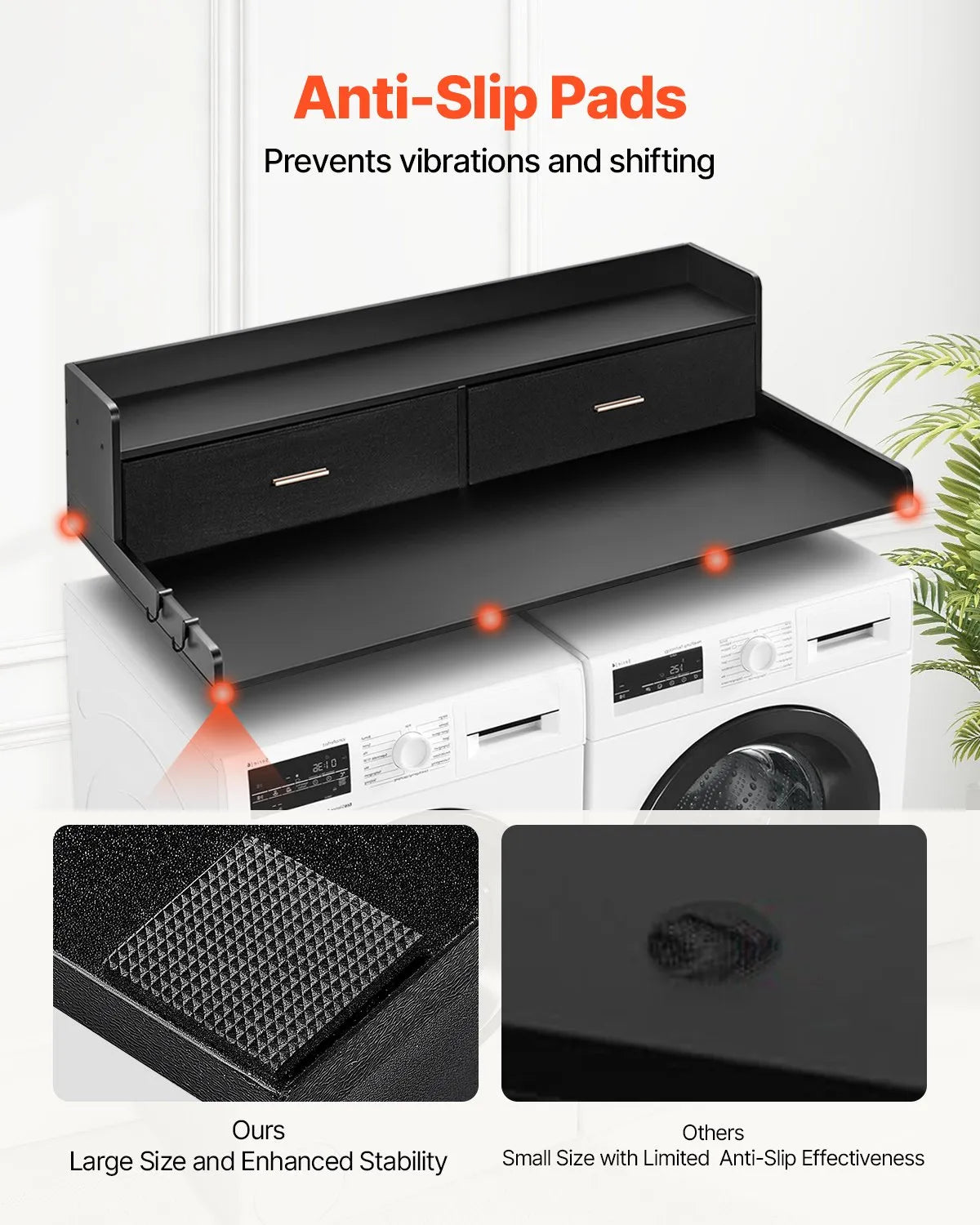 VEVOR Washer Dryer Countertop 54x27" Laundry Topper Cover with 2 Drawers & Shelf