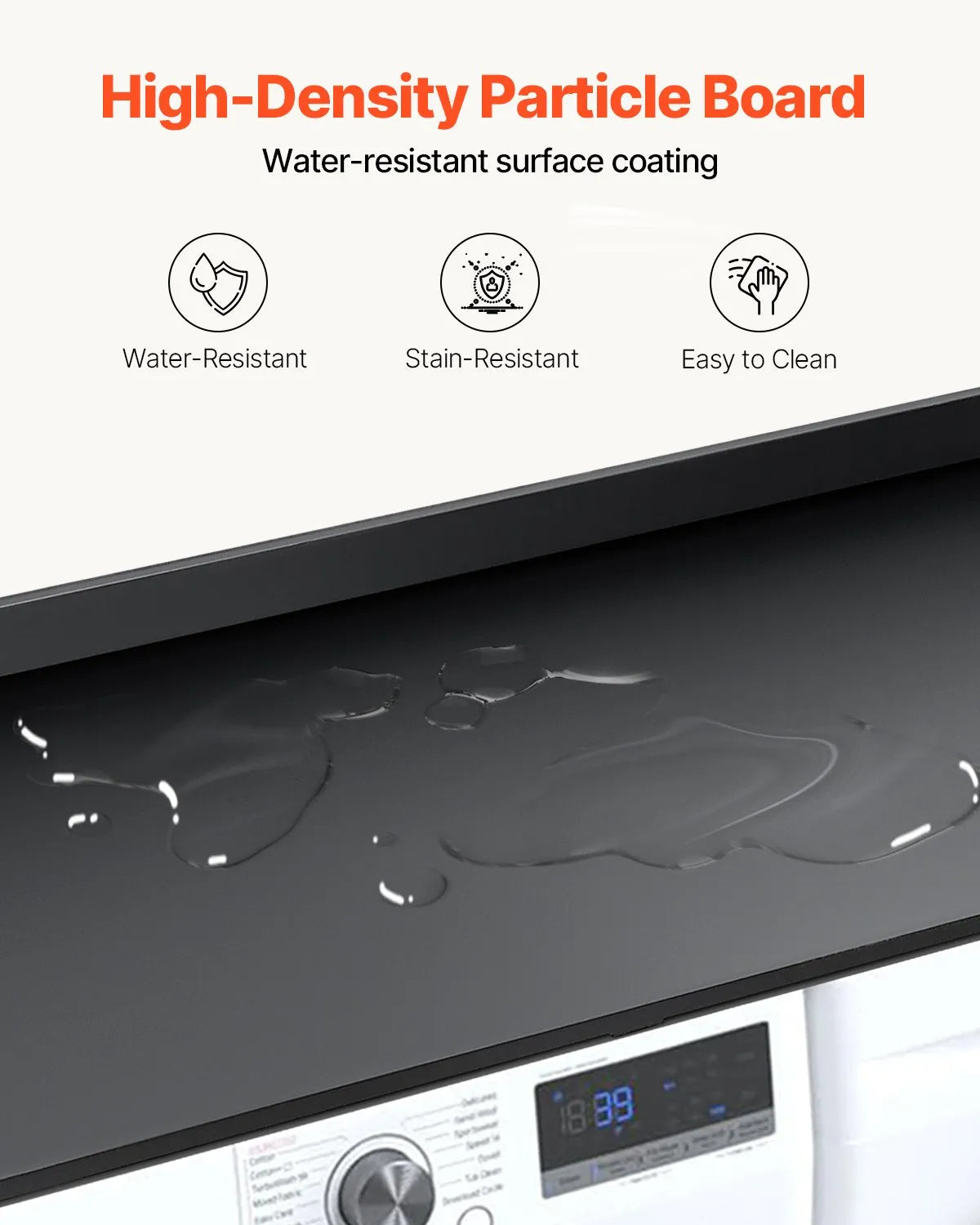 VEVOR Washer Dryer Countertop 54" x 27" Wooden Washer and Dryer Topper Black