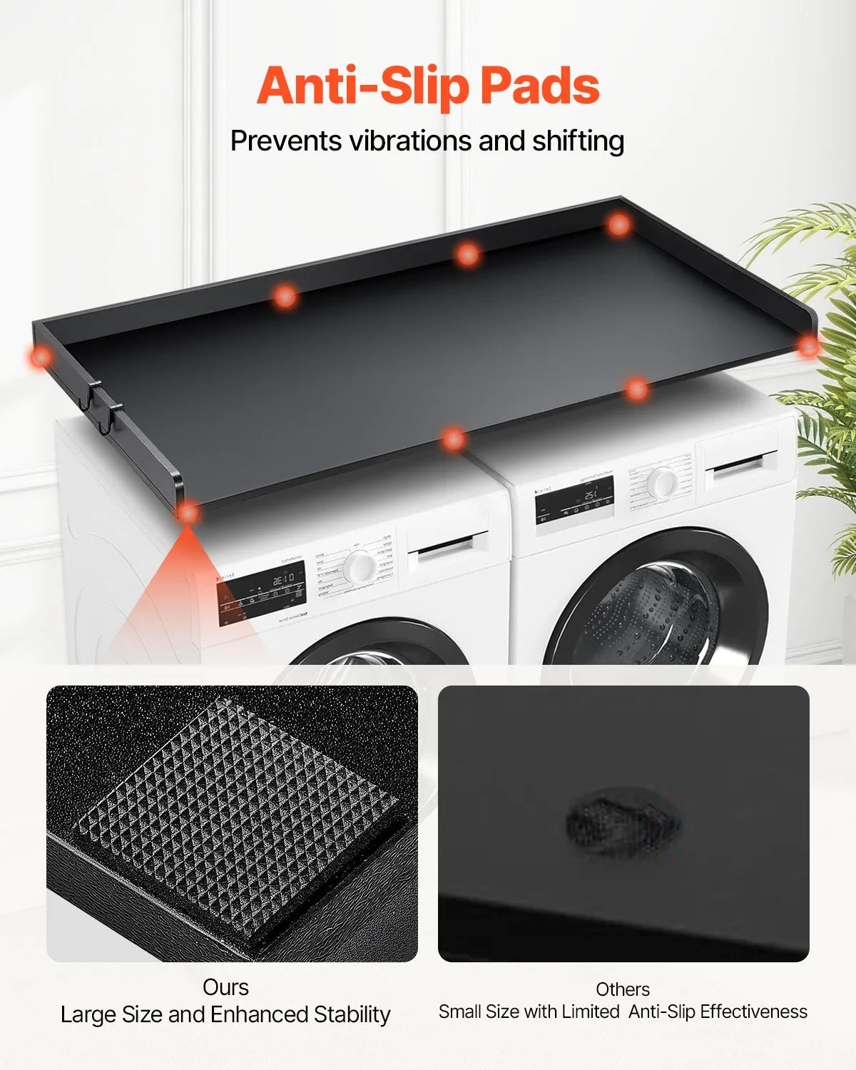 VEVOR Washer Dryer Countertop 54" x 27" Wooden Washer and Dryer Topper Black