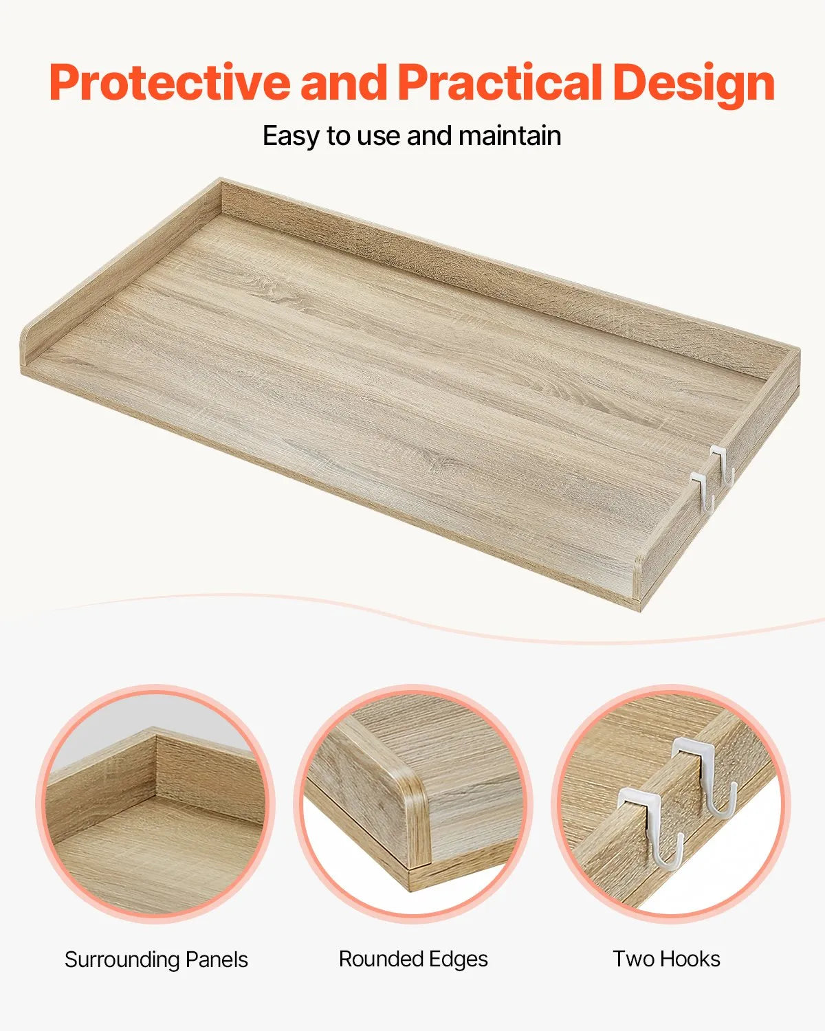 VEVOR Washer Dryer Countertop 54" x 27" Wooden Washer and Dryer Topper Oak