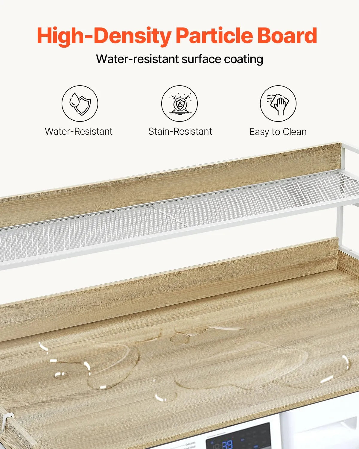 VEVOR Washer Dryer Countertop with Shelf 54"x27" Wooden Washer Dryer Cover Oak