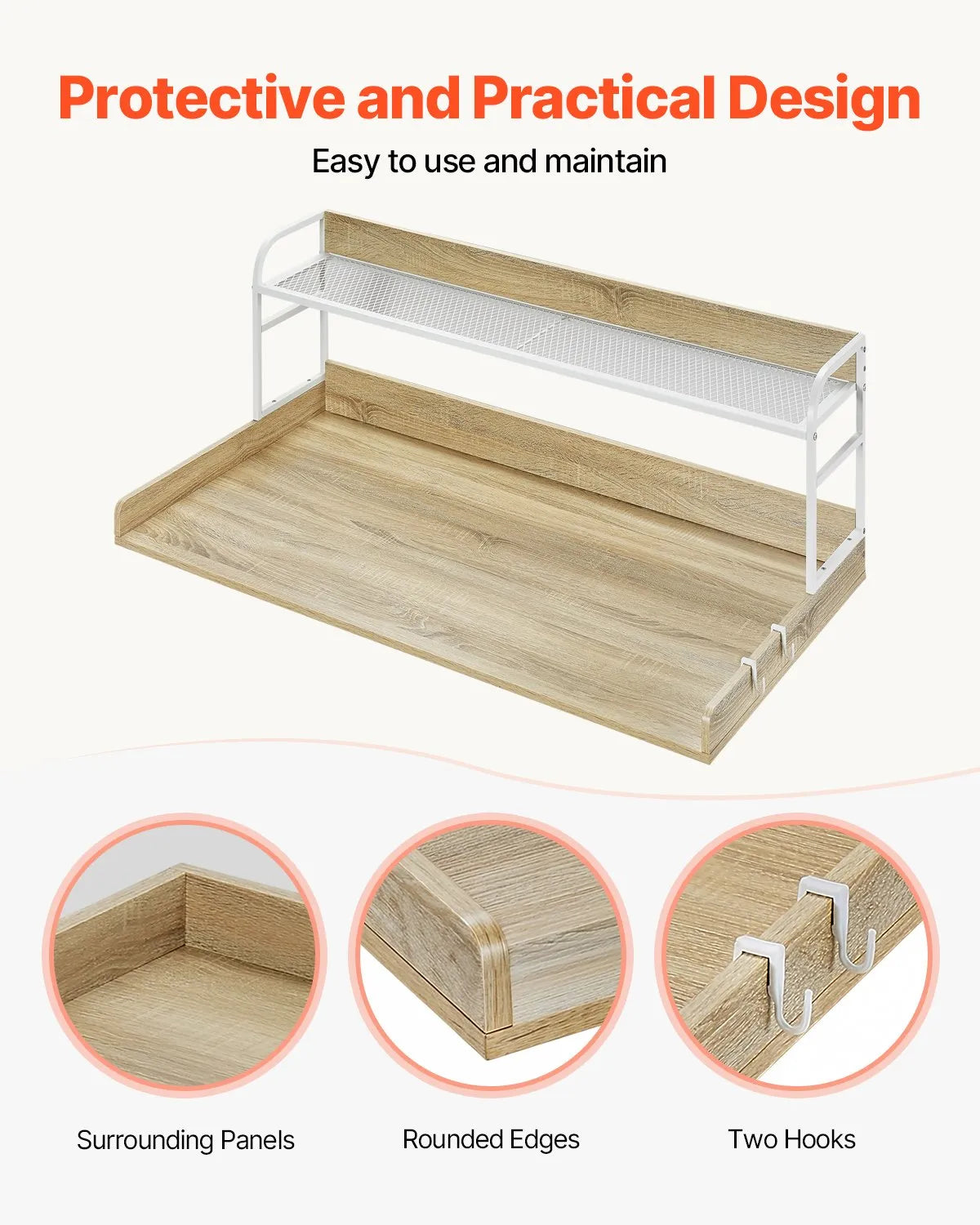 VEVOR Washer Dryer Countertop with Shelf 54"x27" Wooden Washer Dryer Cover Oak