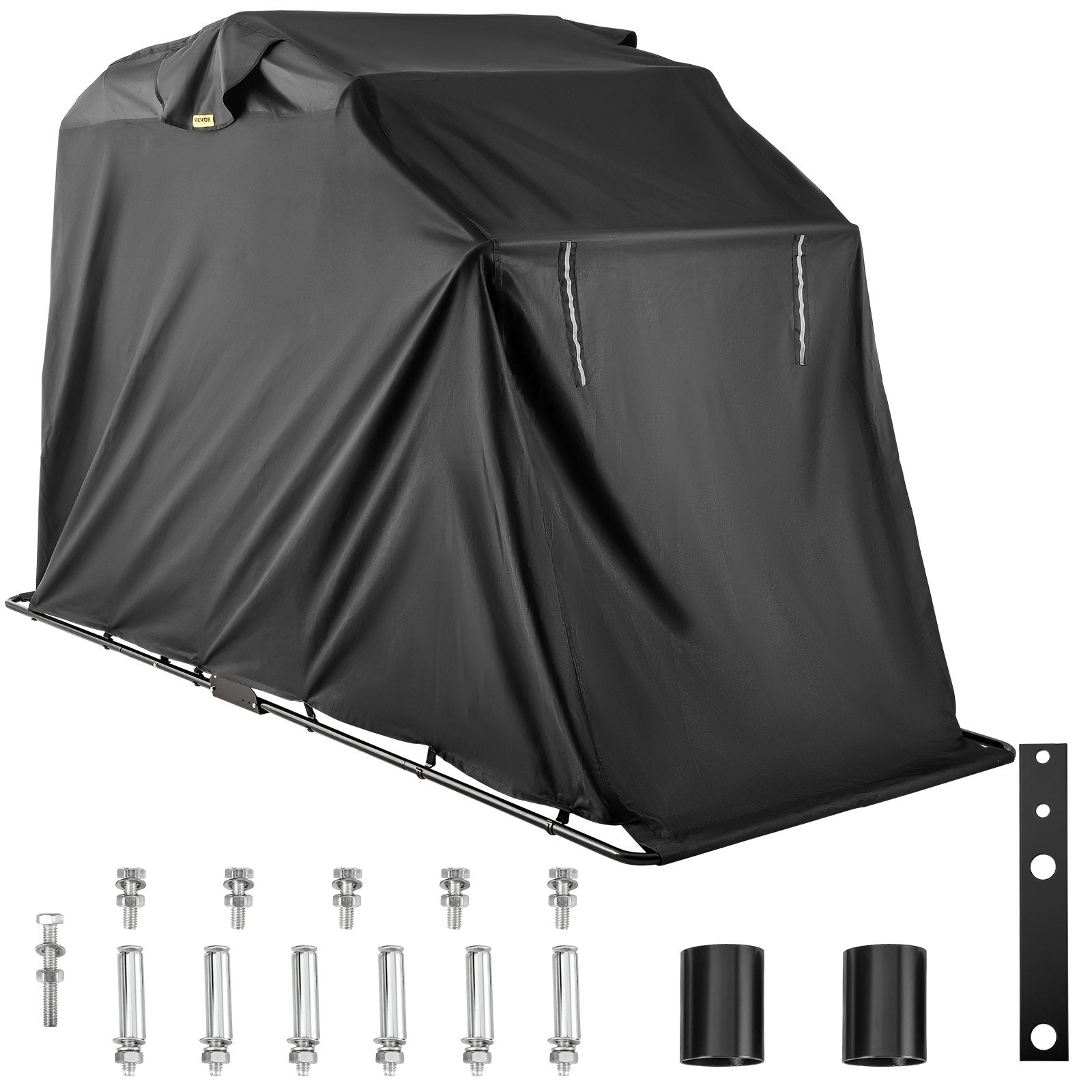 VEVOR Motorcycle Cover 600D Motorcycle Tent Oxford Material Motorcycle Shed Anti-UV,132"(L) x 54"(W) x 78"(H) (Black, Large)