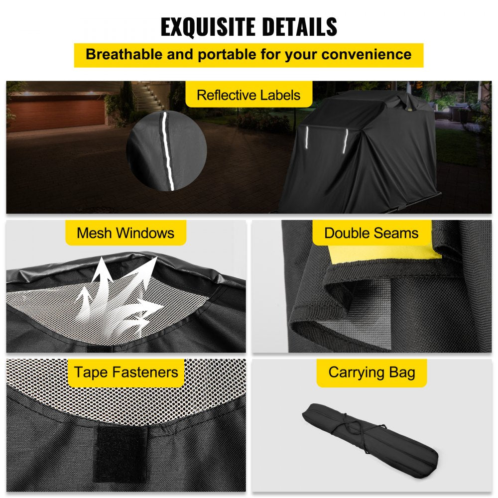 VEVOR Hoods For Vehicles Motorcycle Shelter Shed  Waterproof Motorcycle Cover Outdoor Protection 106.5 Inch X41.5 Inch X61 Inch Motorbike Cover Tent Scooter Shelter