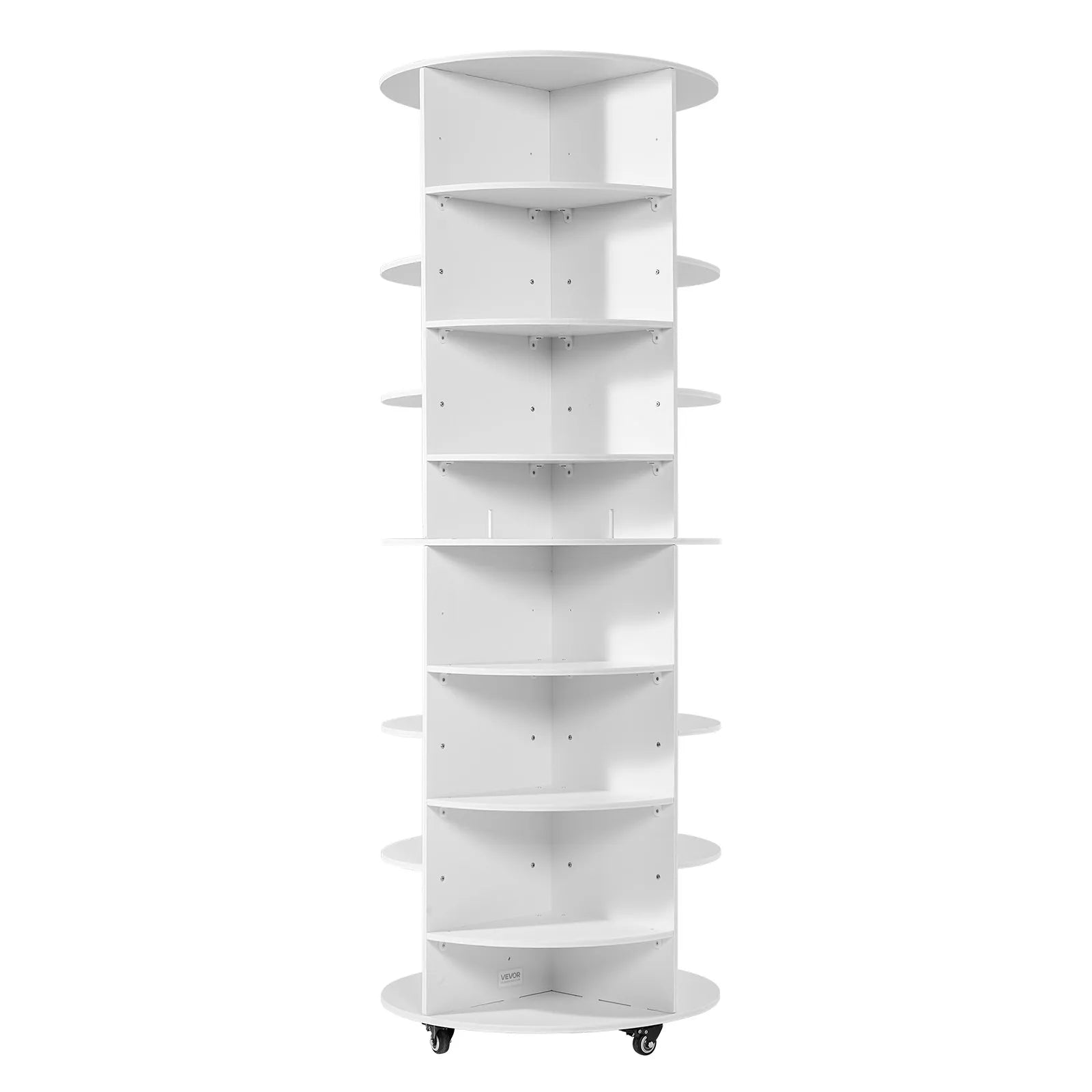 VEVOR 7 Tier Rotating Shoe Rack Tower with Adjustable Shelves, Movable 360° Spinning Carousel Display with Wheels, Lazy Susan Organizer Closet for Bedroom, Living Room, Entryway, Closet, White