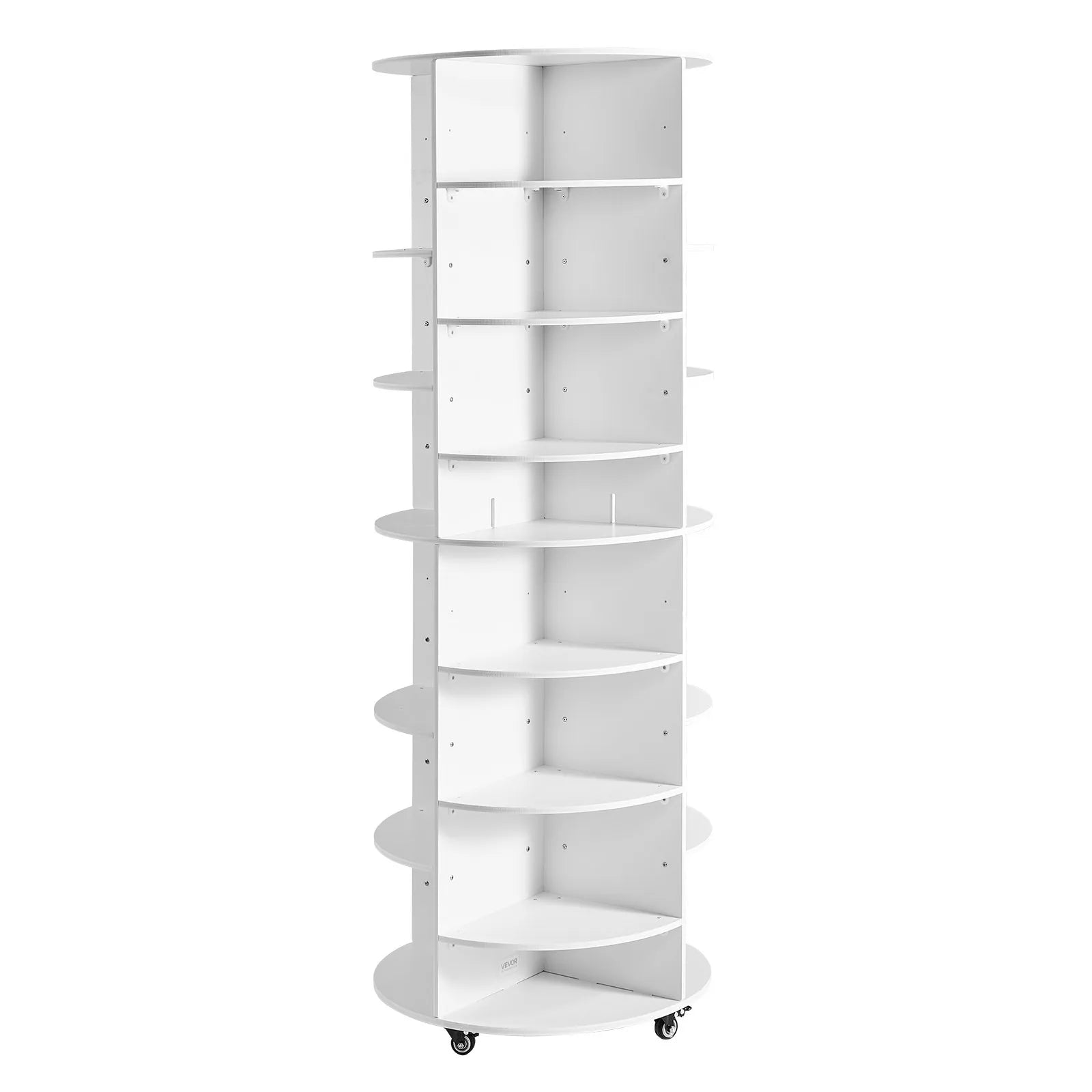 VEVOR 7 Tier Rotating Shoe Rack Tower with Adjustable Shelves, Movable 360° Spinning Carousel Display with Wheels, Lazy Susan Organizer Closet for Bedroom, Living Room, Entryway, Closet, White