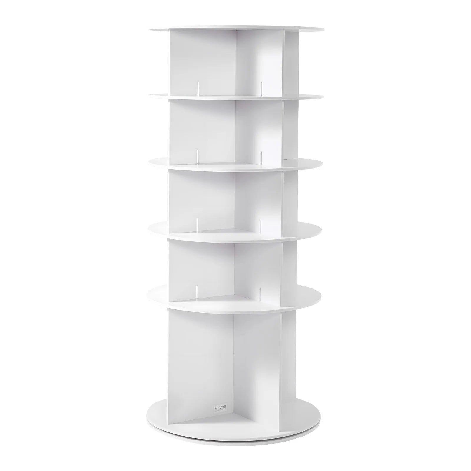 VEVOR 5 Tiers Rotating Shoe Rack Tower, 360° Spinning Shoe Rack, Revolving Storage Round Carousel Display, Freestanding Lazy Susan Organizer Display for Bedroom, Living Room, Entryway, Closet, White