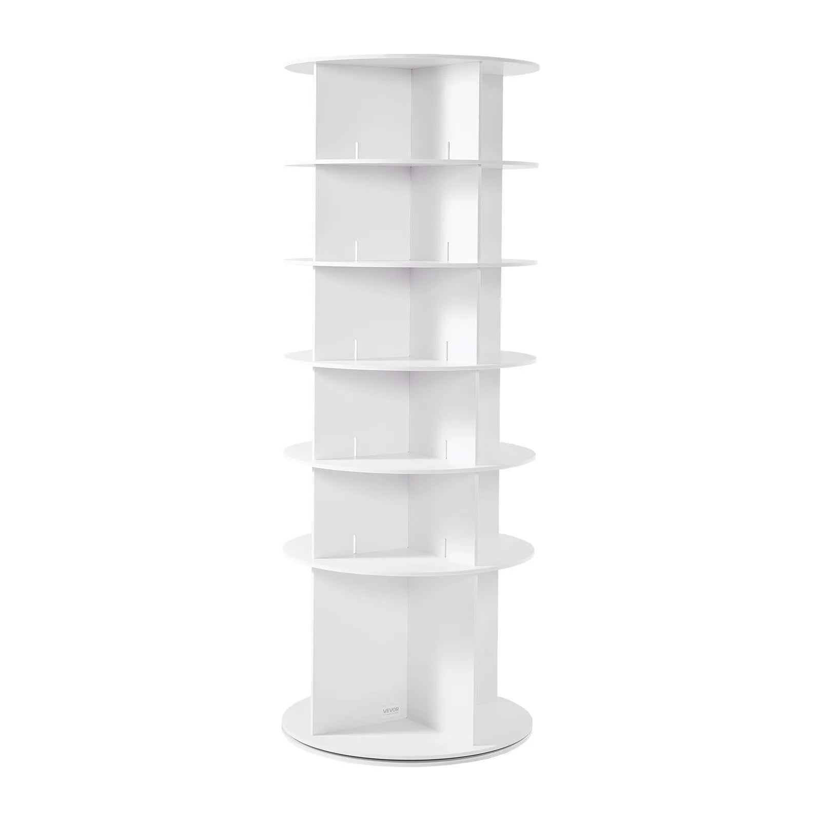 VEVOR 6 Tiers Rotating Shoe Rack Tower, 360° Spinning Shoe Rack, Revolving Storage Round Carousel Display, Freestanding Lazy Susan Organizer Display for Bedroom, Living Room, Entryway, Closet, White