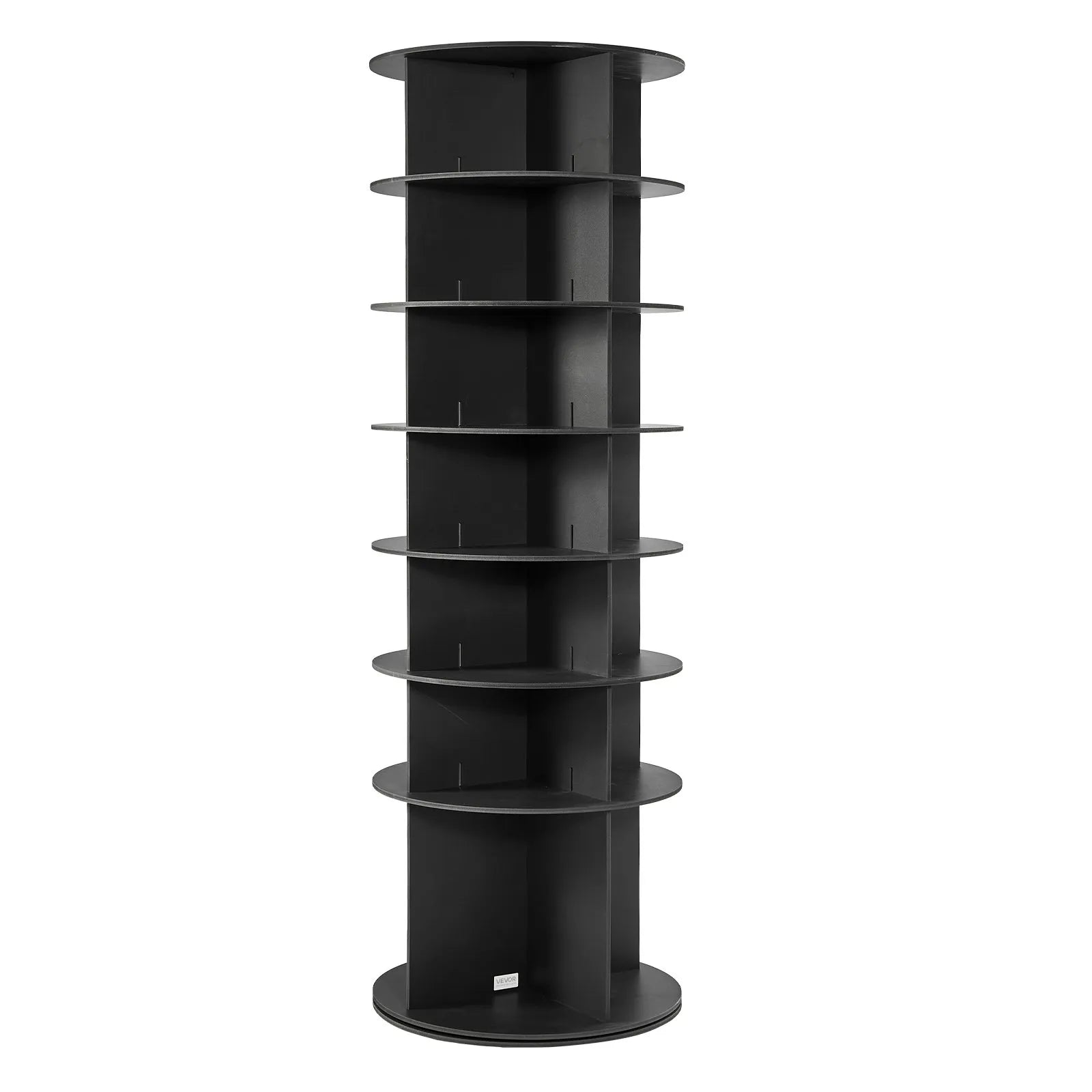 VEVOR 7 Tiers Rotating Shoe Rack Tower, 360° Spinning Shoe Rack, Revolving Storage Round Carousel Display, Freestanding Lazy Susan Organizer Display for Bedroom, Living Room, Entryway, Closet, Black