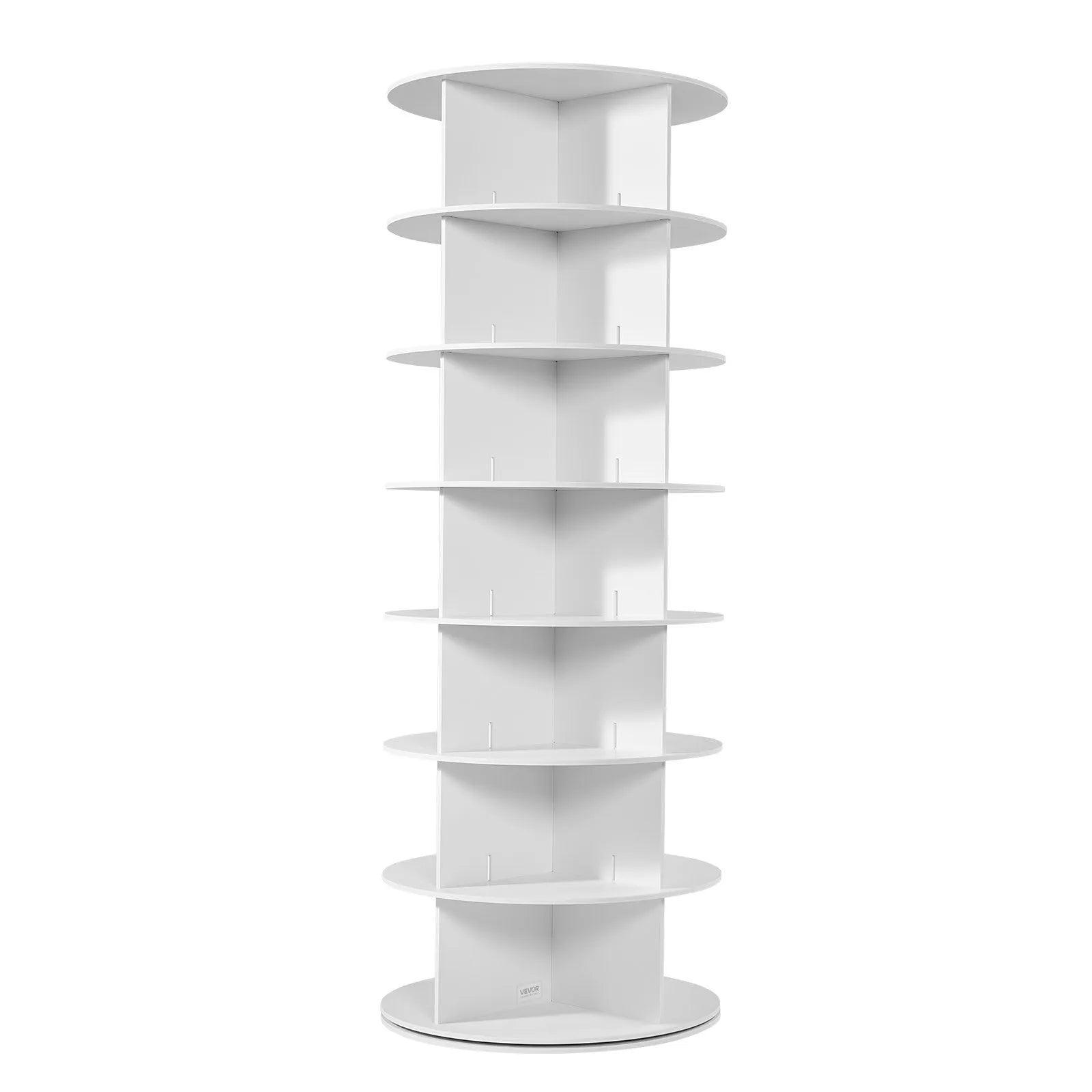 VEVOR 7 Tiers Rotating Shoe Rack Tower, 360° Spinning Shoe Rack, Revolving Storage Round Carousel Display, Freestanding Lazy Susan Organizer Display for Bedroom, Living Room, Entryway, Closet, White