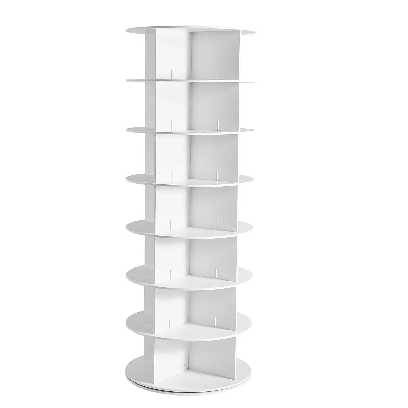 VEVOR 7 Tiers Rotating Shoe Rack Tower, 360° Spinning Shoe Rack, Revolving Storage Round Carousel Display, Freestanding Lazy Susan Organizer Display for Bedroom, Living Room, Entryway, Closet, White