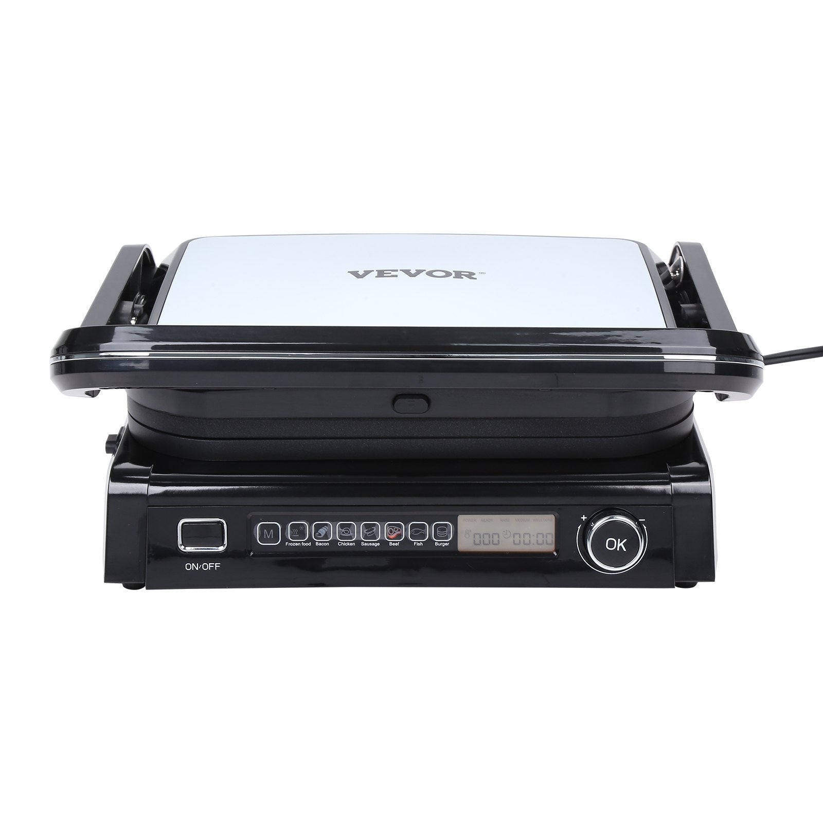VEVOR 7 IN 1 Commercial Electric Griddle, 14.4" 1800W Indoor Countertop Grill, Stainless Steel Restaurant Teppanyaki Grill with Non Stick Iron Cooking Plate, 0-446? Adjustable Temp Control 110V