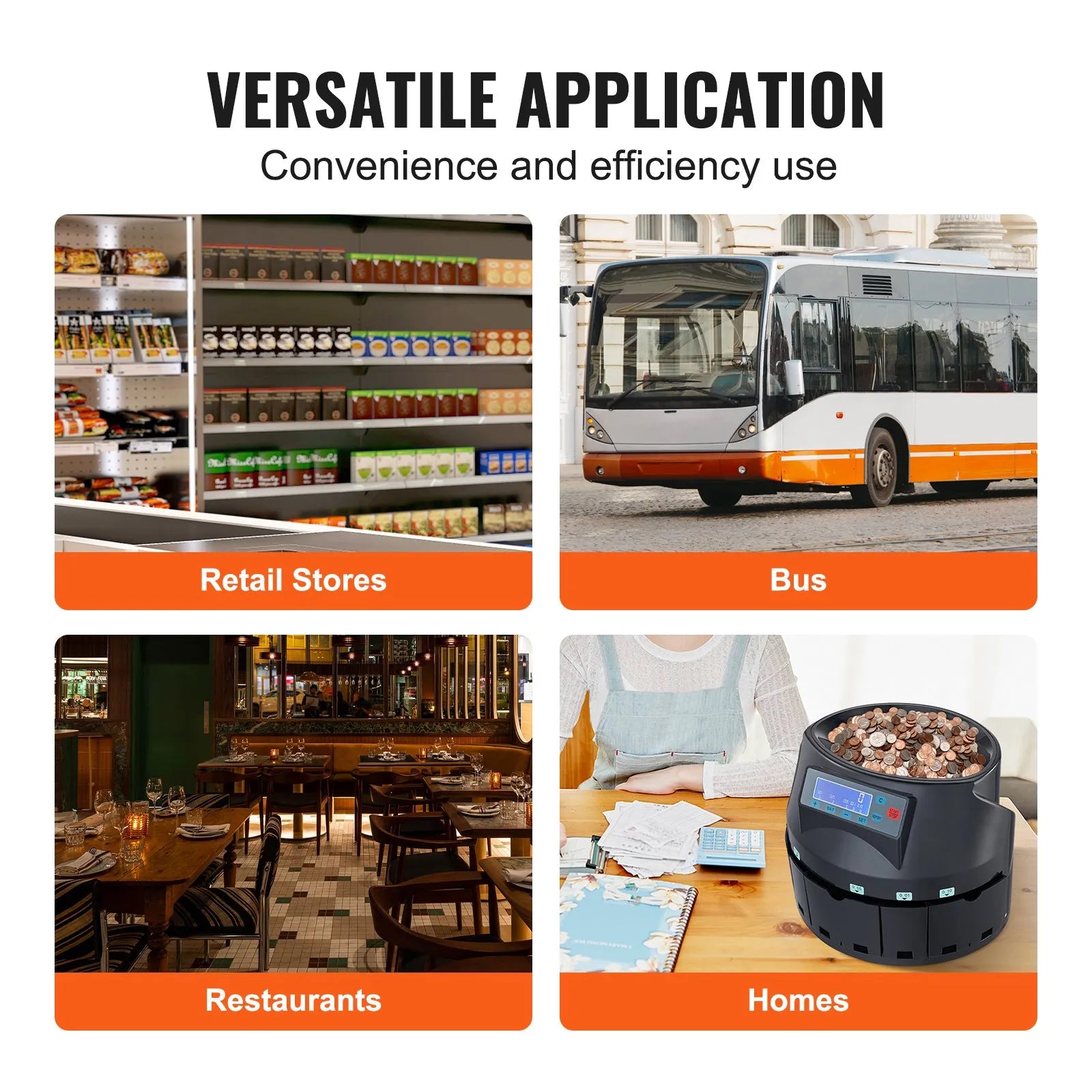 VEVOR USD Coin Counter & Coin Sorters with LCD Display, Coin Sorter Machine for USD Coin 1¢ 5¢ 10¢ 25¢ $1, Sorts up to 300 Coins/min, Change Counter Holds 2000 Coins Included 5 Coin Bins & 5 Tubes