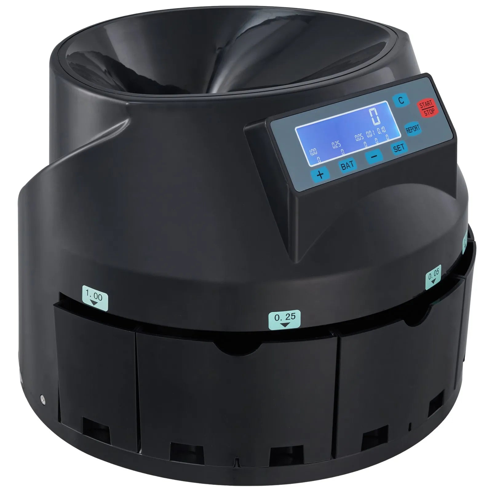 VEVOR USD Coin Counter & Coin Sorters with LCD Display, Coin Sorter Machine for USD Coin 1¢ 5¢ 10¢ 25¢ $1, Sorts up to 300 Coins/min, Change Counter Holds 2000 Coins Included 5 Coin Bins & 5 Tubes