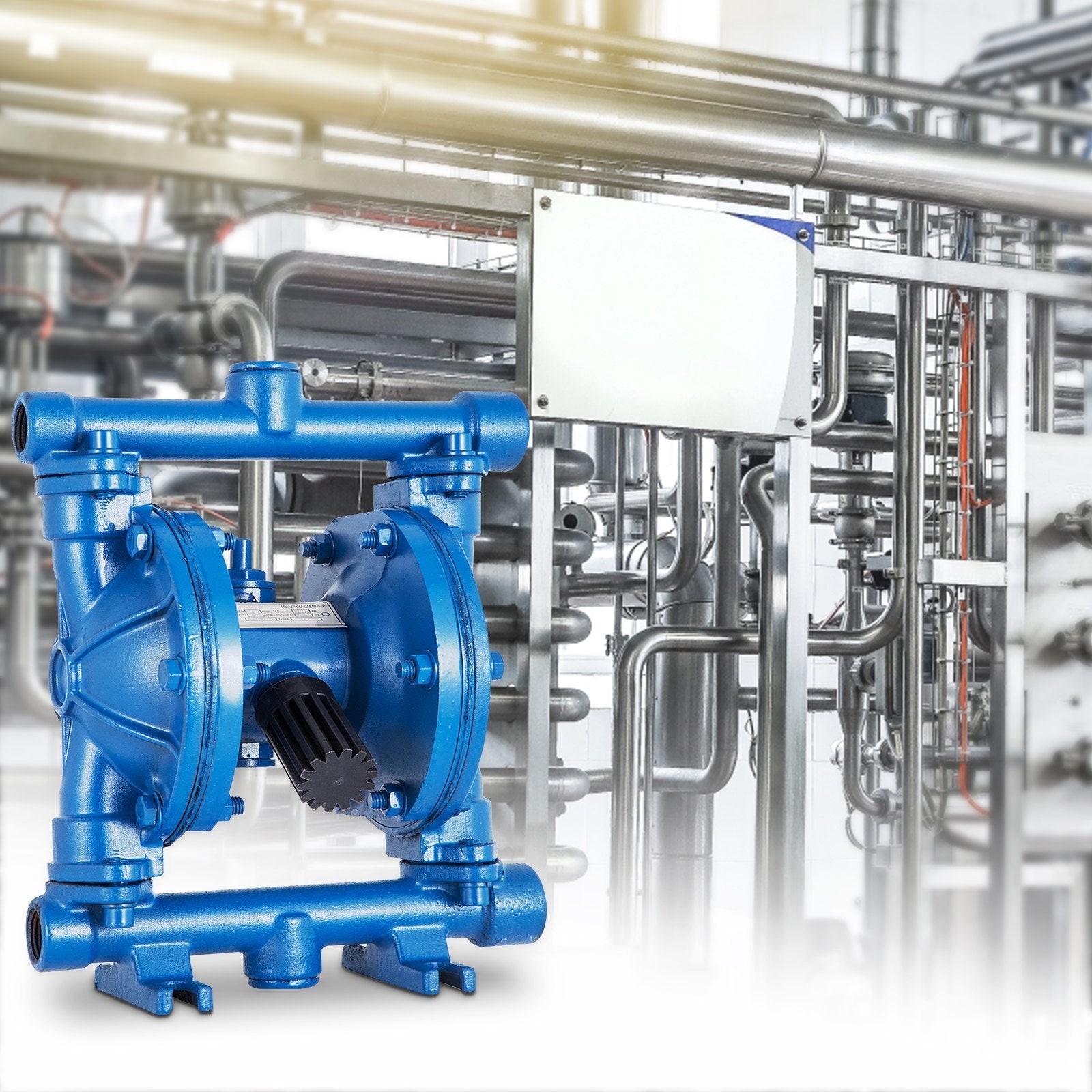 VEVOR Air-Operated Double Diaphragm Pump, 1/2" Inlet & Outlet, Cast Iron Body, 8.8 GPM & Max 120PSI, Nitrile Diaphragm Pneumatic Transfer Pump for Petroleum, Diesel, Oil & Low Viscosity Fluids