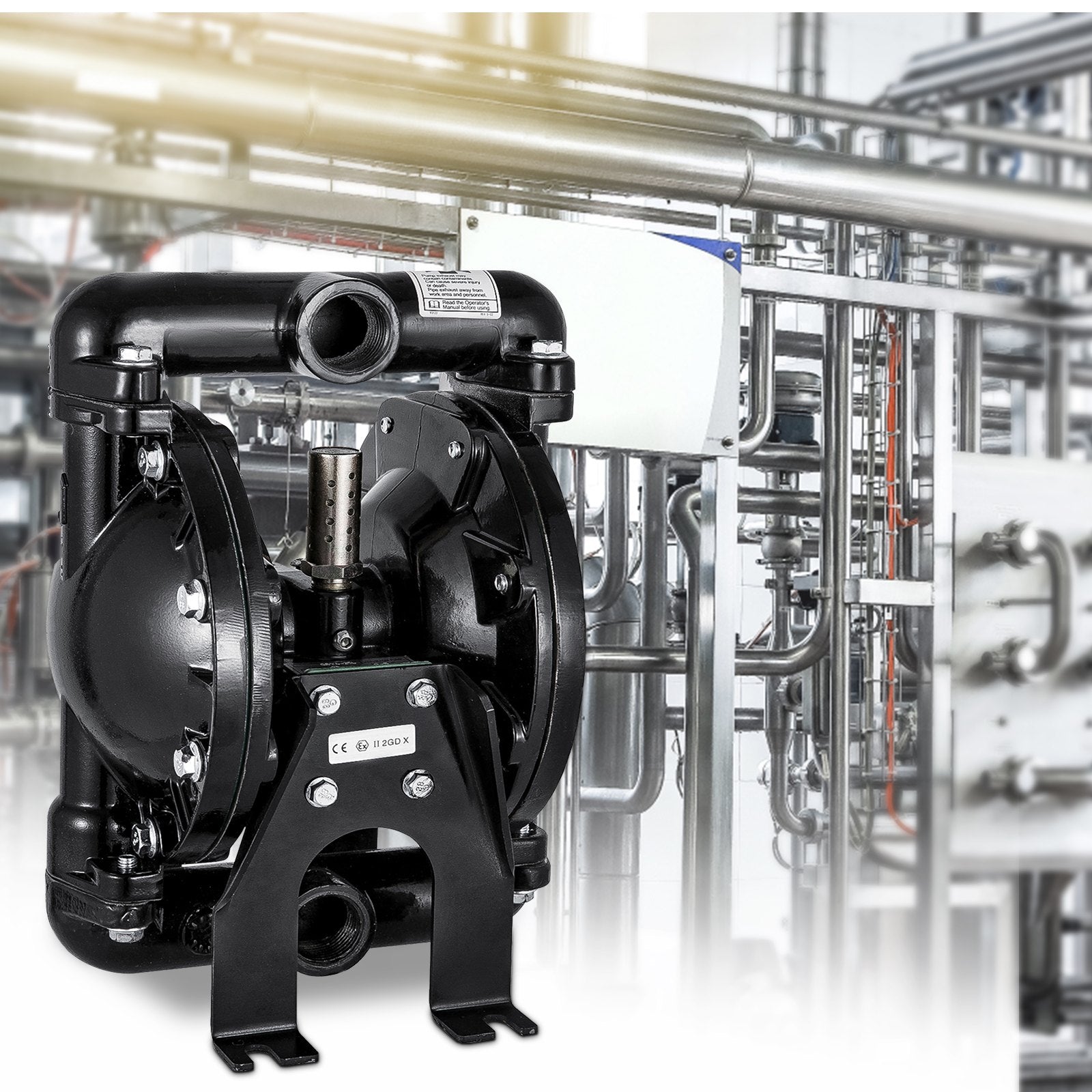 VEVOR Air-Operated Double Diaphragm Pump, QBY4-25L F46 35 GPM 1 Inch Inlet And Outlet, Max 120 PSI, NPT1/2 inch Air Inlet, Corrosion-Proof Aluminum Dual Diaphragm Air Pump for Chemical Industrial Use