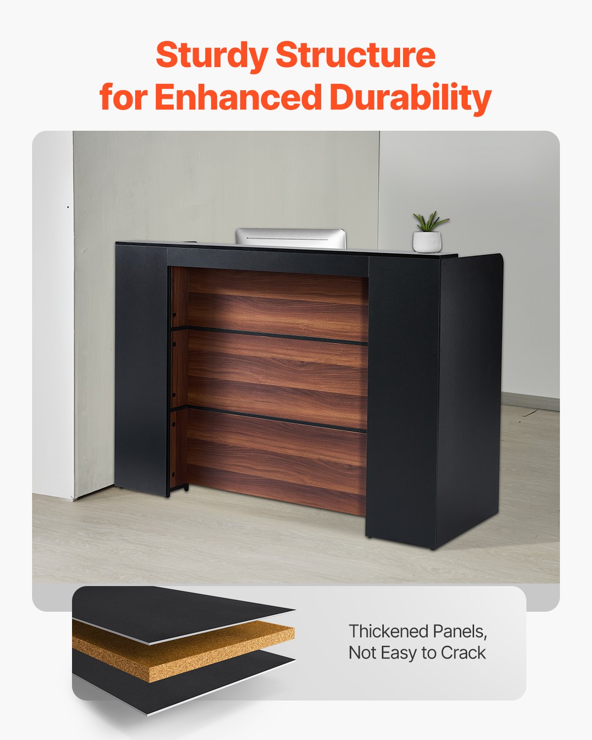 VEVOR Reception Desk Rectangular Front Counter Table 62.99 in Salon Office Table