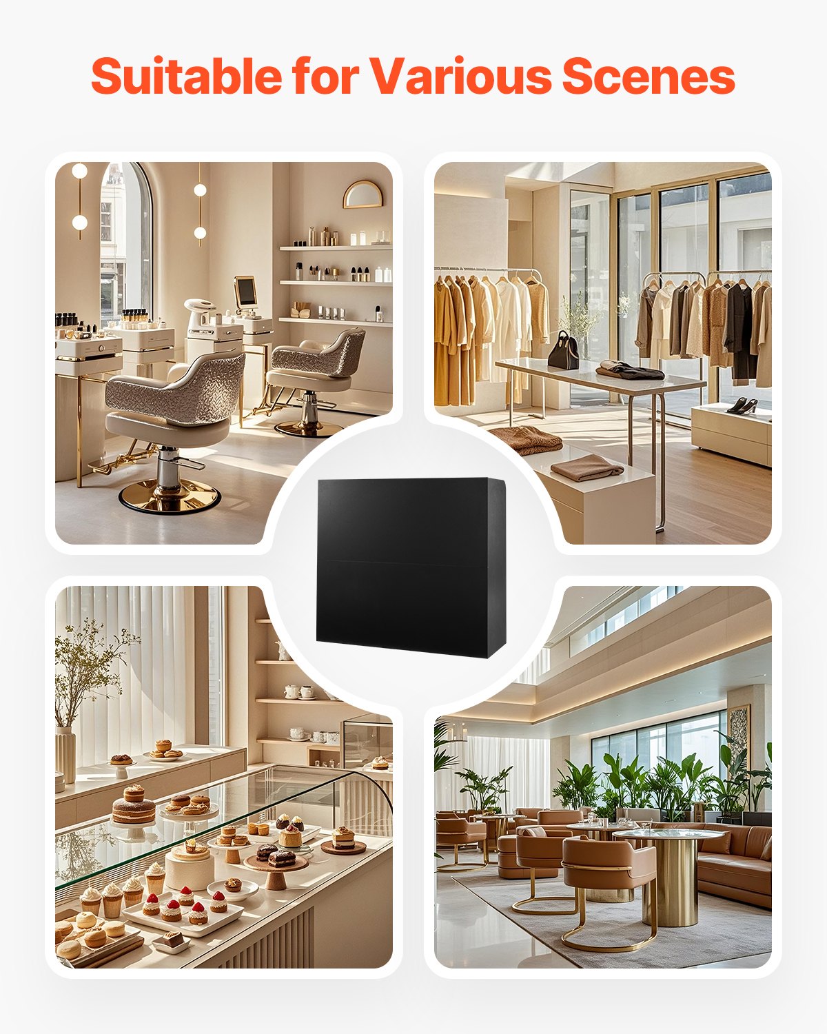 VEVOR Reception Desk Rectangular Front Counter Table 47.24 in Black Office Table