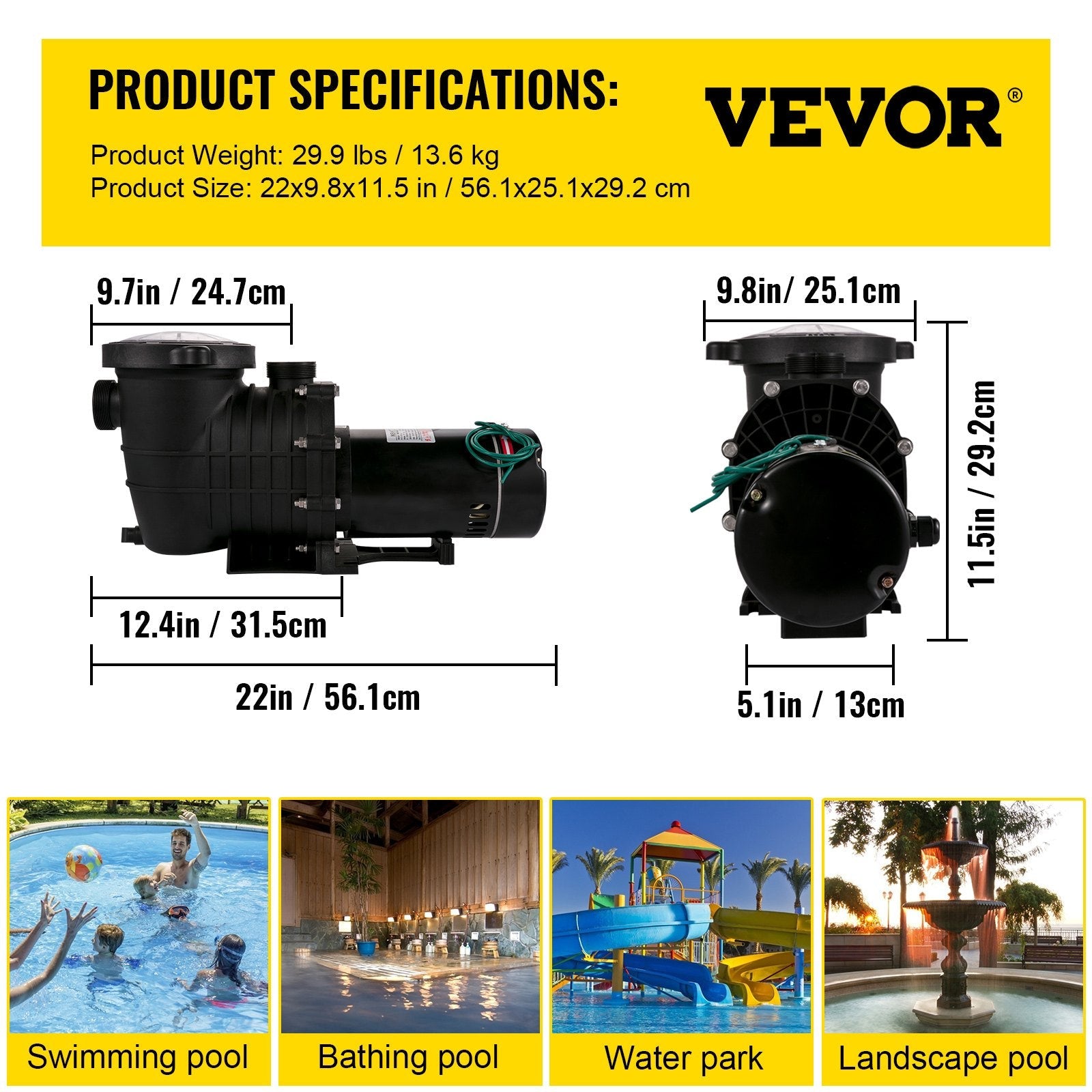 VEVOR Pool Pump 2.0HP 110V, Powerful Self-priming Pump 1500W 6657GPH, In/Above Ground Swimming Pool Pump, Single Speed Filter Pump w/ Strainer Basket, High Flow Pool Pump